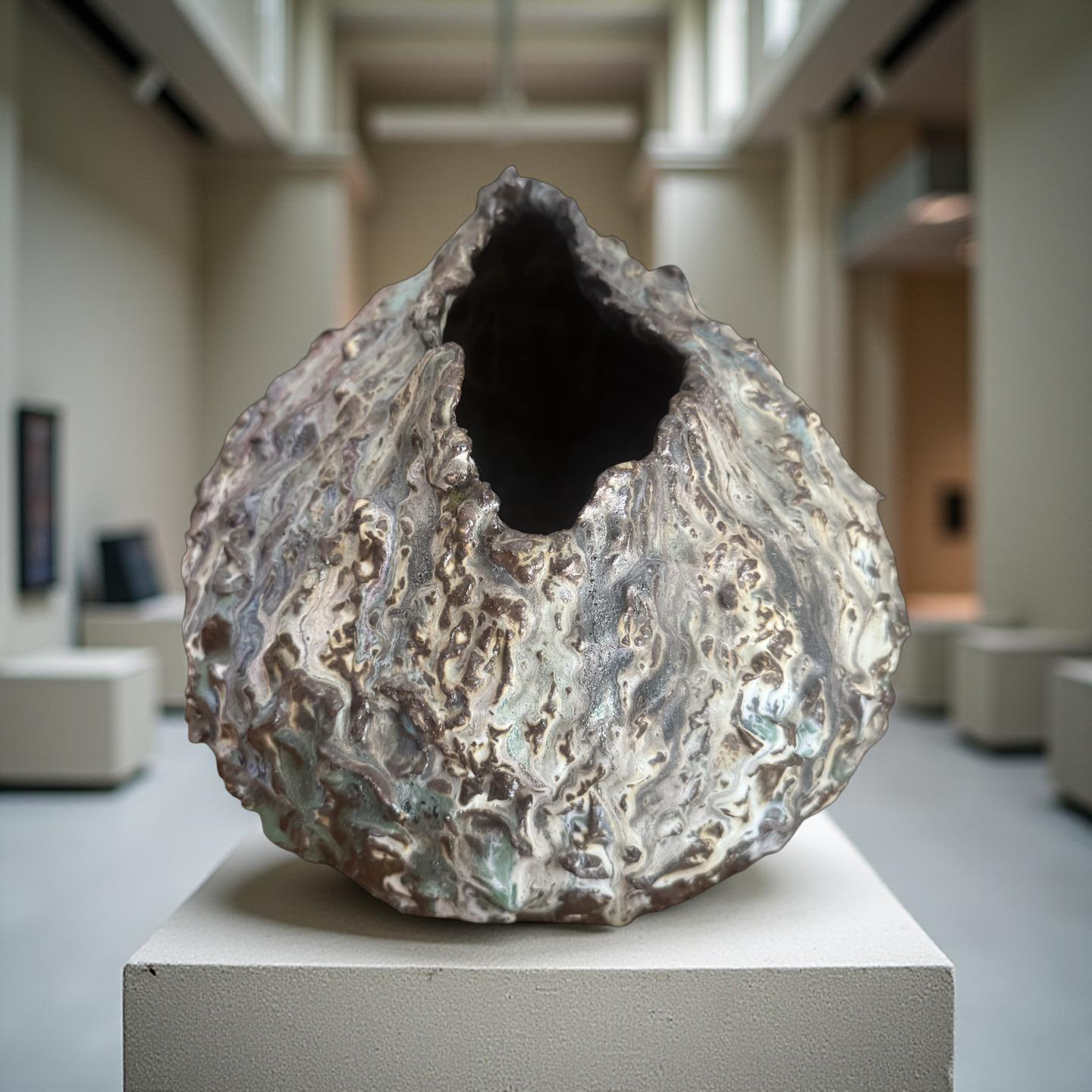 Volcanic Iridescent Sculpture Vessel