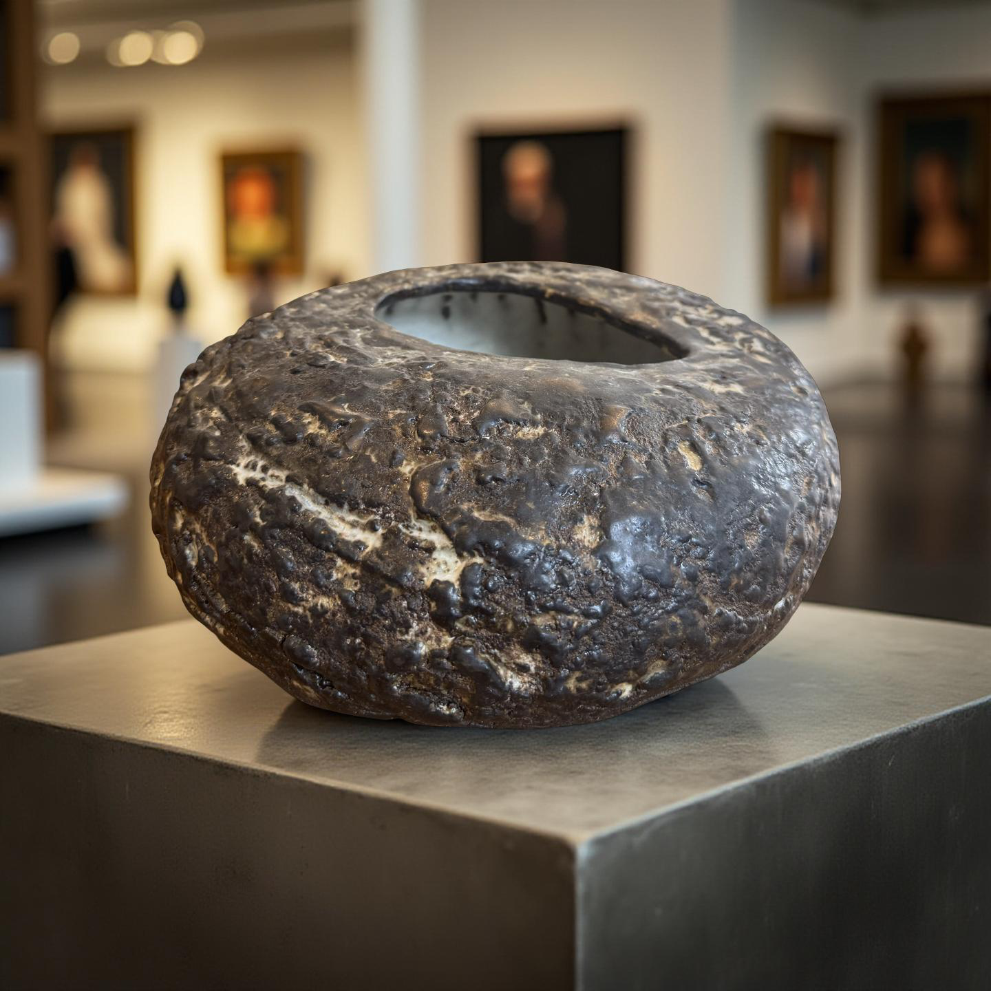 Volcanic Ring Vessel – Ash Textured Ceramic Form
