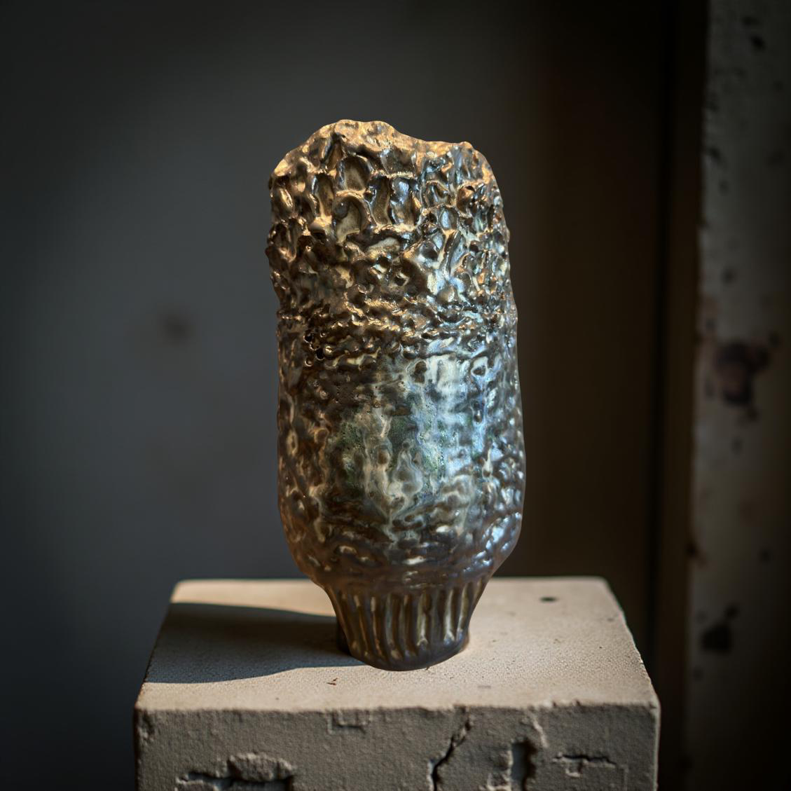 Textured Bronze Ceramic Vase – One of a Kind