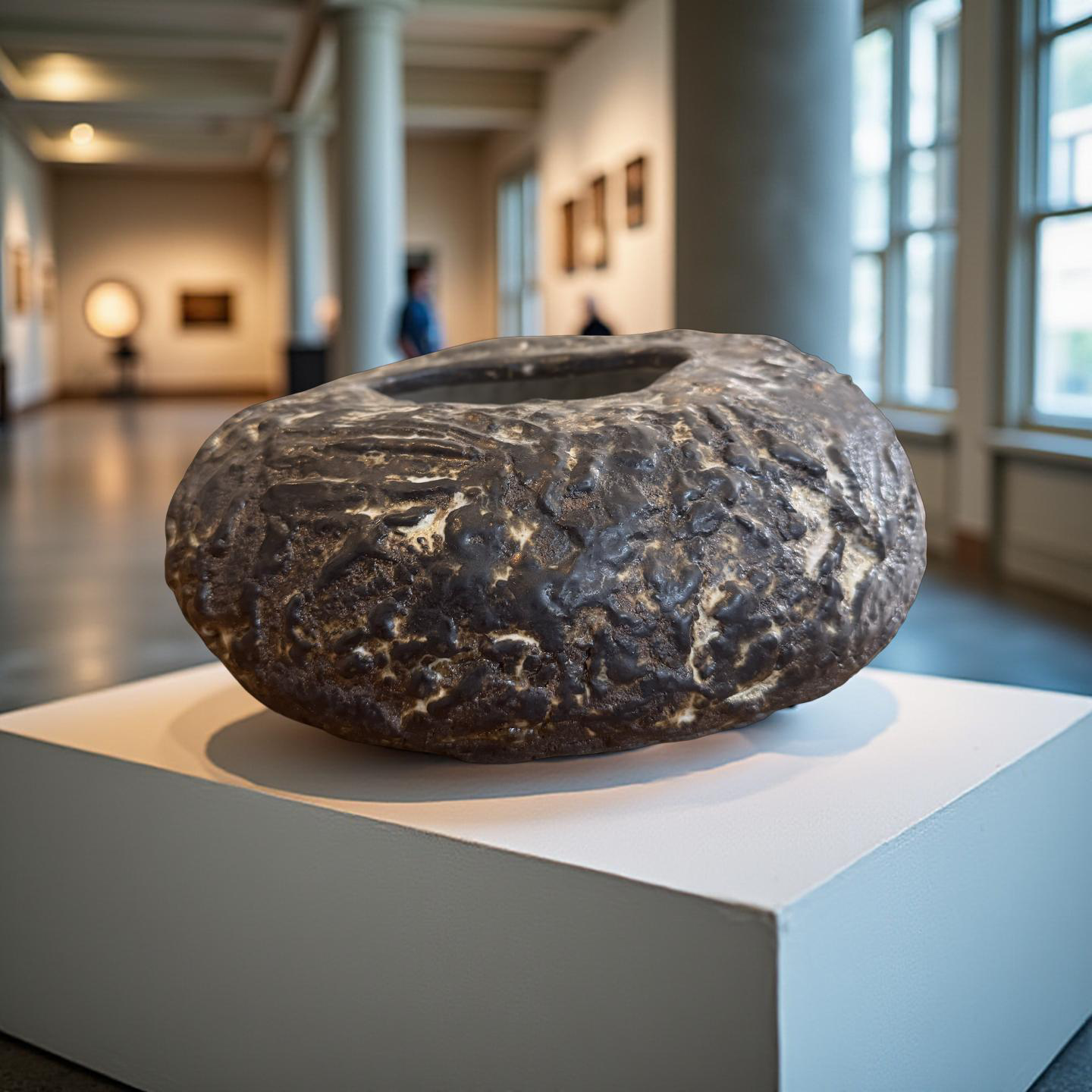 Volcanic Ring Vessel – Ash Textured Ceramic Form
