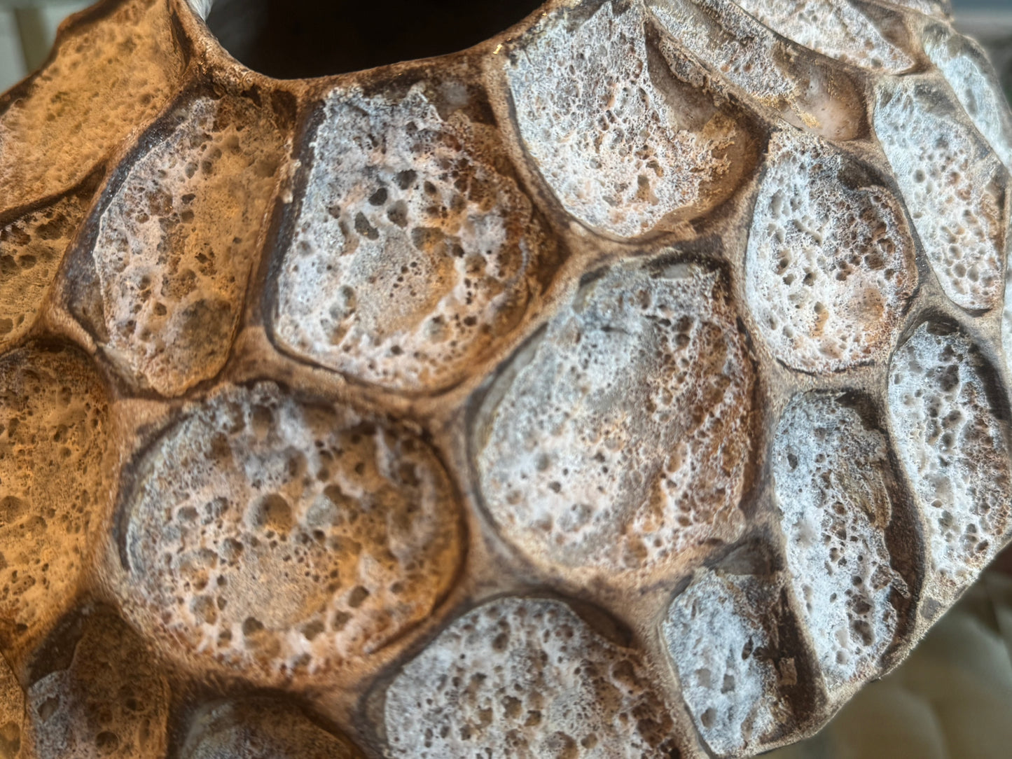 Organic Lava Stone-Textured Ceramic Vessel | Hand-Sculpted Art Pottery with Natural Earth Tones