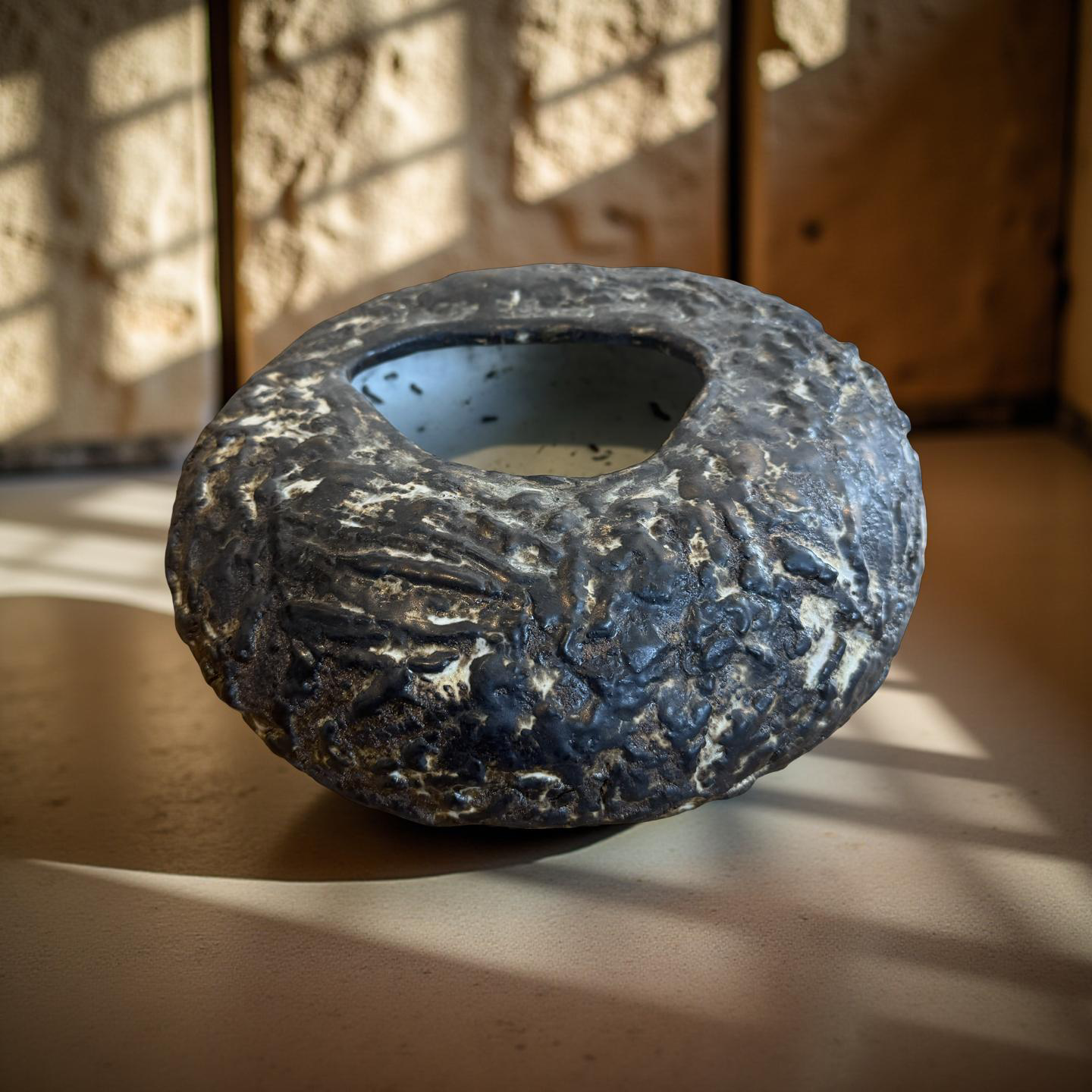 Volcanic Ring Vessel – Ash Textured Ceramic Form