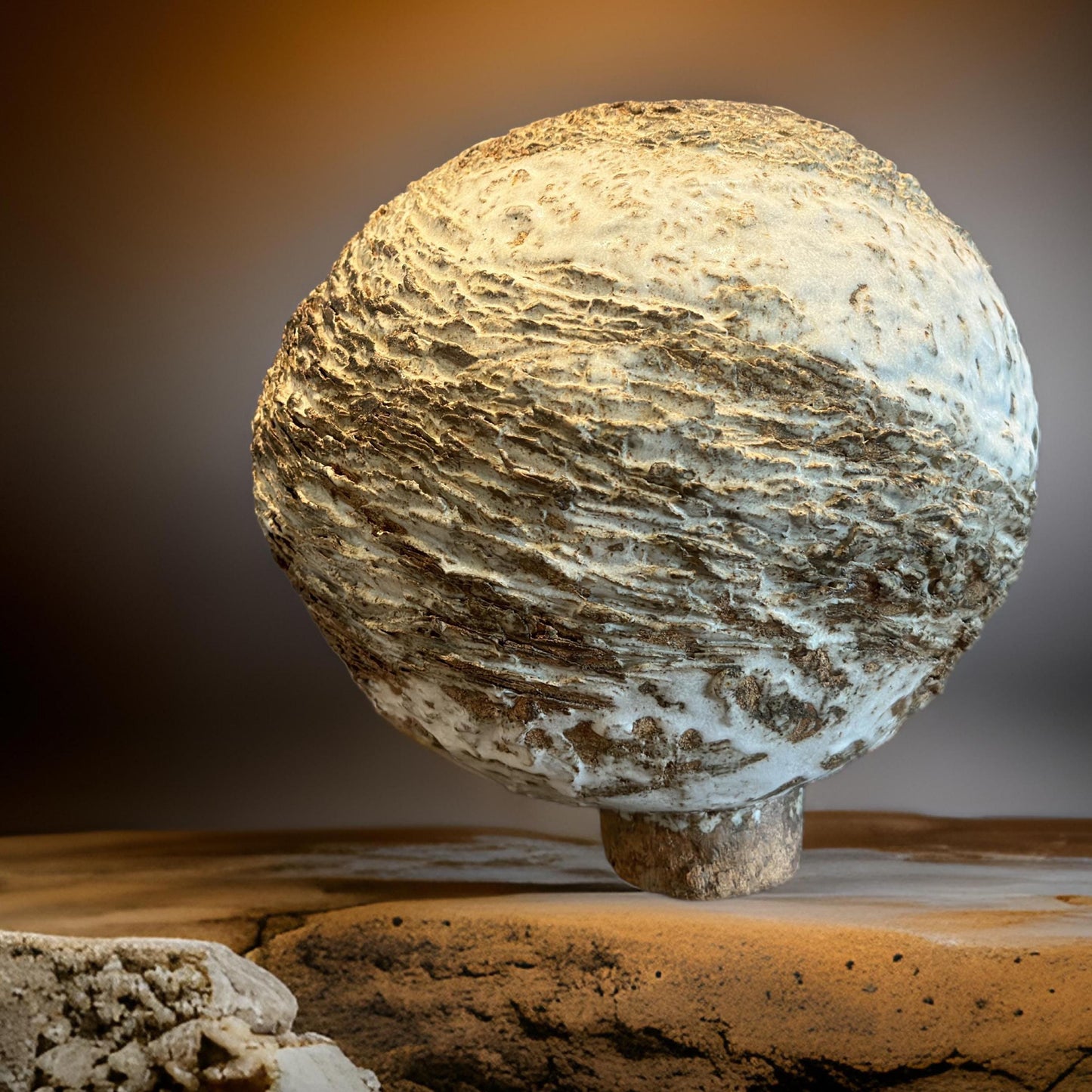 Textured Ceramic Sculpture Vase – Handbuilt Organic Form with Cratered Surface