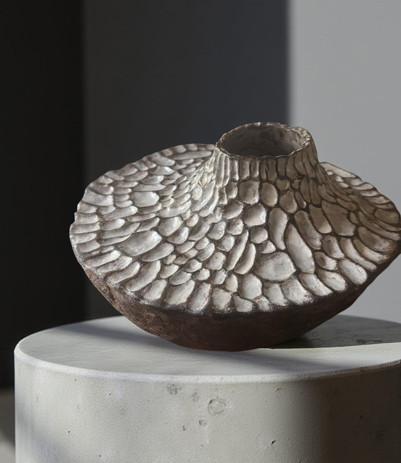 Textured Ceramic Vessel – Earth and Ash