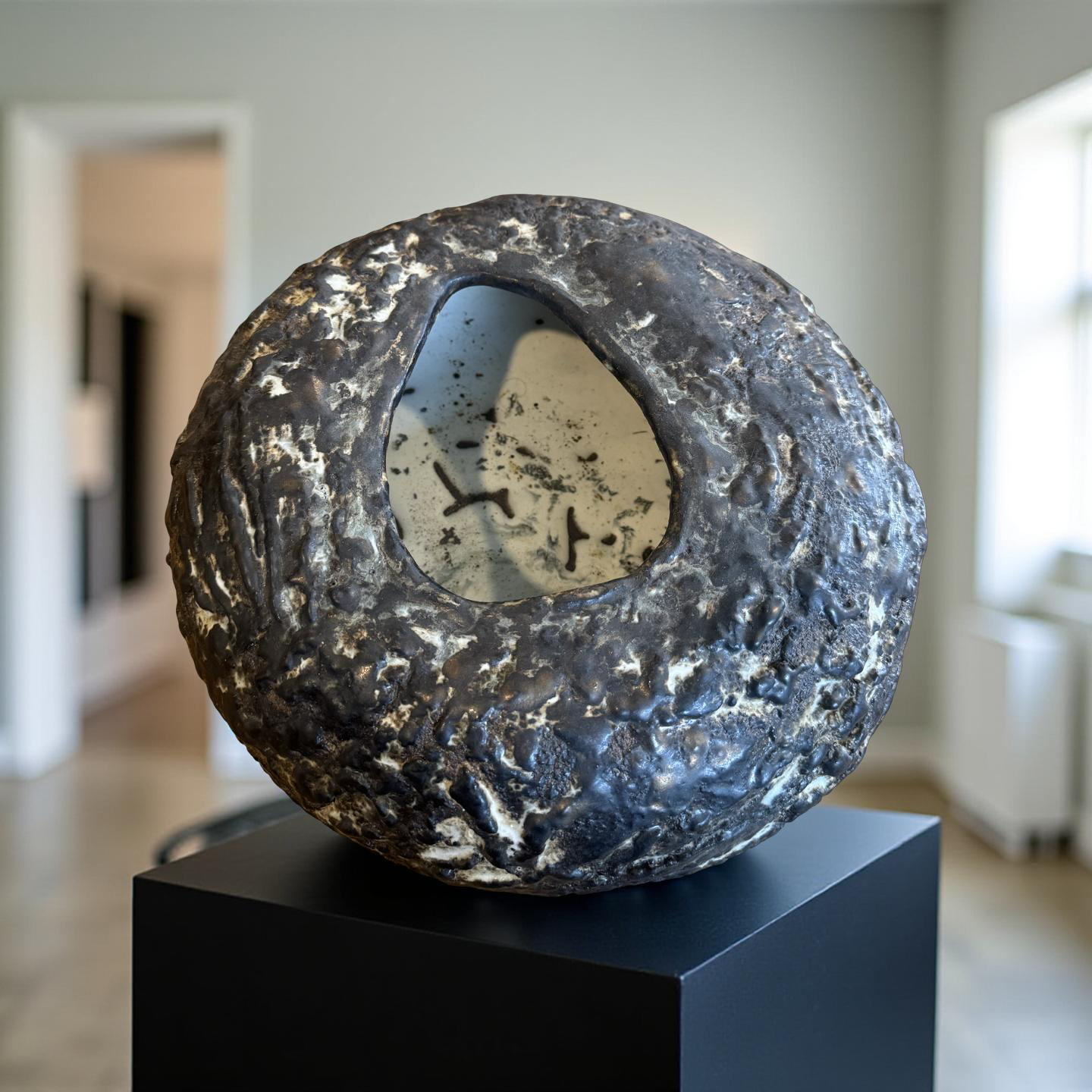 Volcanic Ring Vessel – Ash Textured Ceramic Form