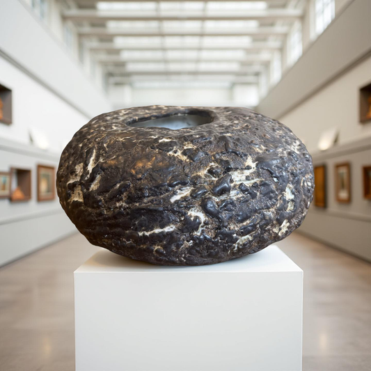 Volcanic Ring Vessel – Ash Textured Ceramic Form
