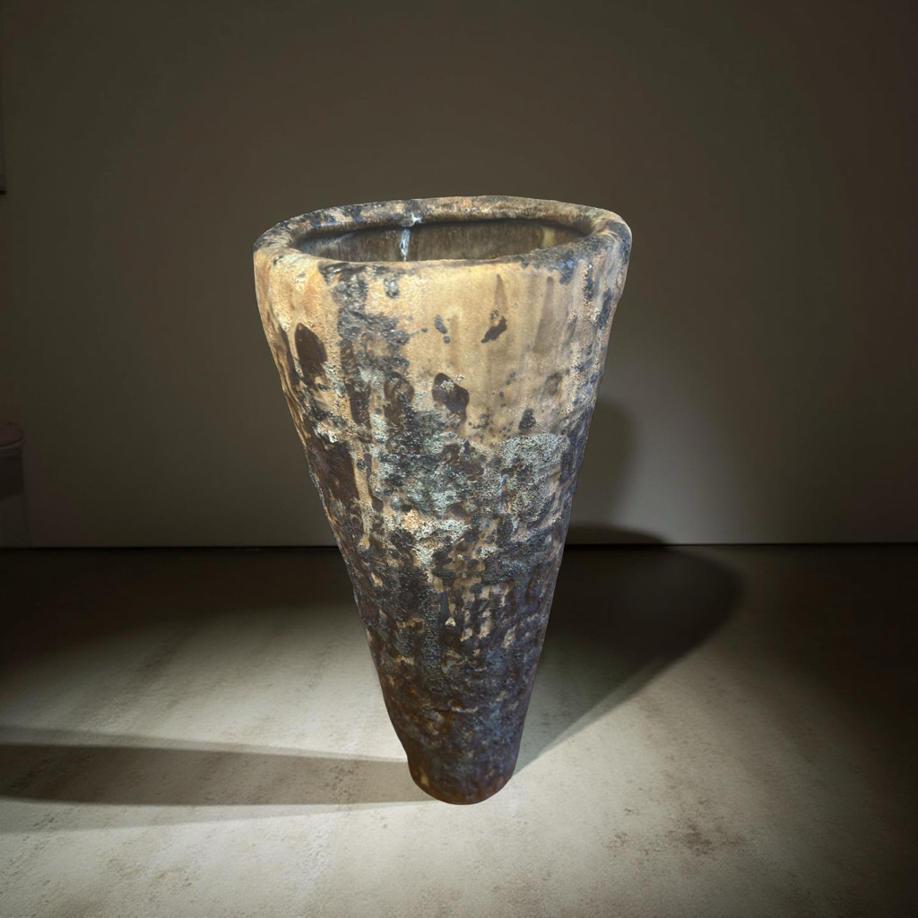 Volcanic Textured Ceramic Vase | Hand-built Sculptural Vessel | Earth-fired Surface, Organic Form, One-of-a-Kind Art Object