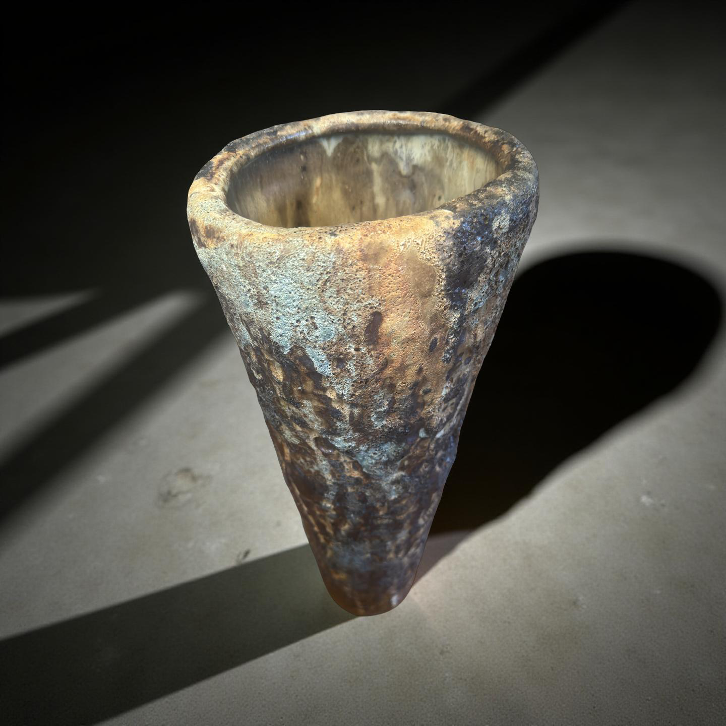 Volcanic Textured Ceramic Vase | Hand-built Sculptural Vessel | Earth-fired Surface, Organic Form, One-of-a-Kind Art Object