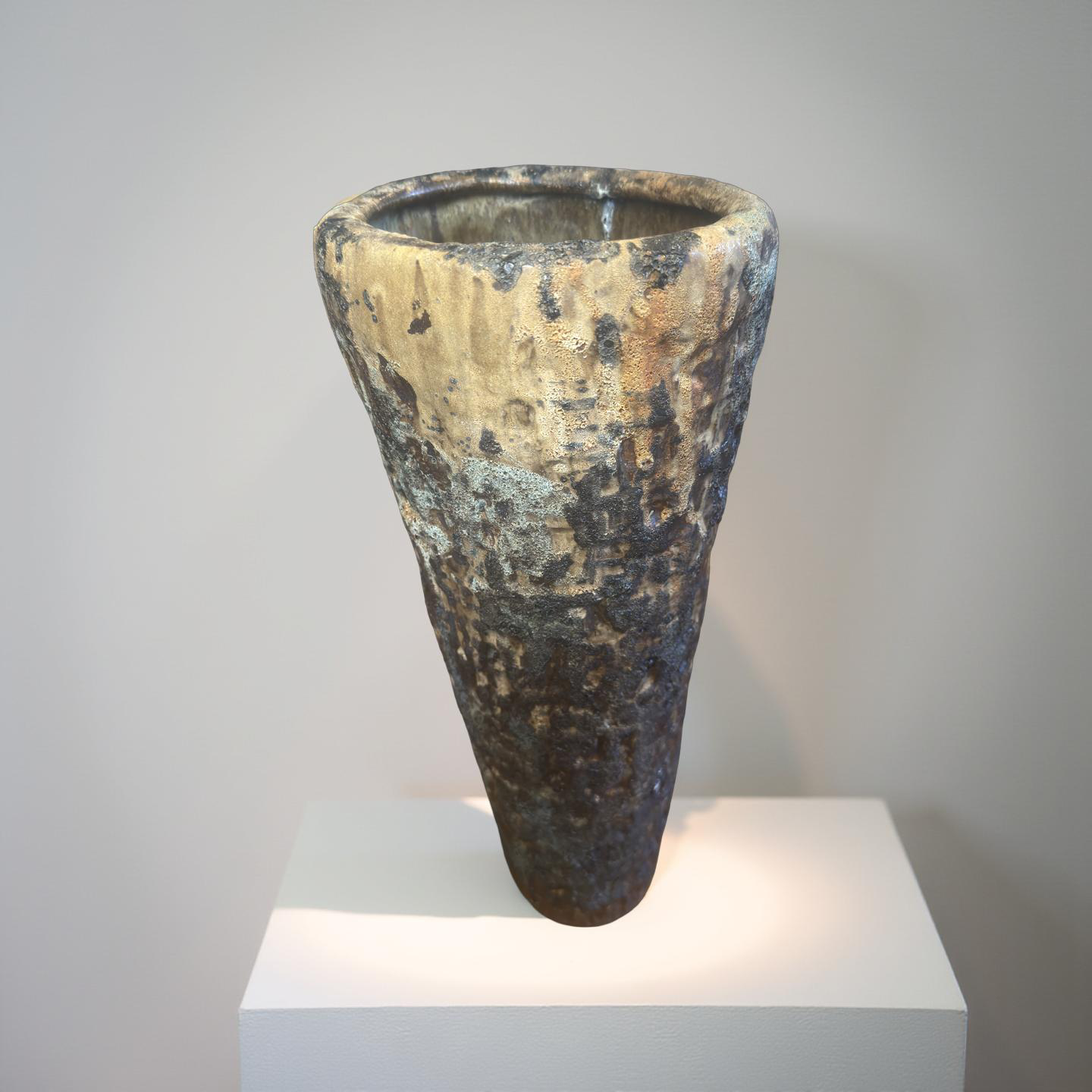 Volcanic Textured Ceramic Vase | Hand-built Sculptural Vessel | Earth-fired Surface, Organic Form, One-of-a-Kind Art Object