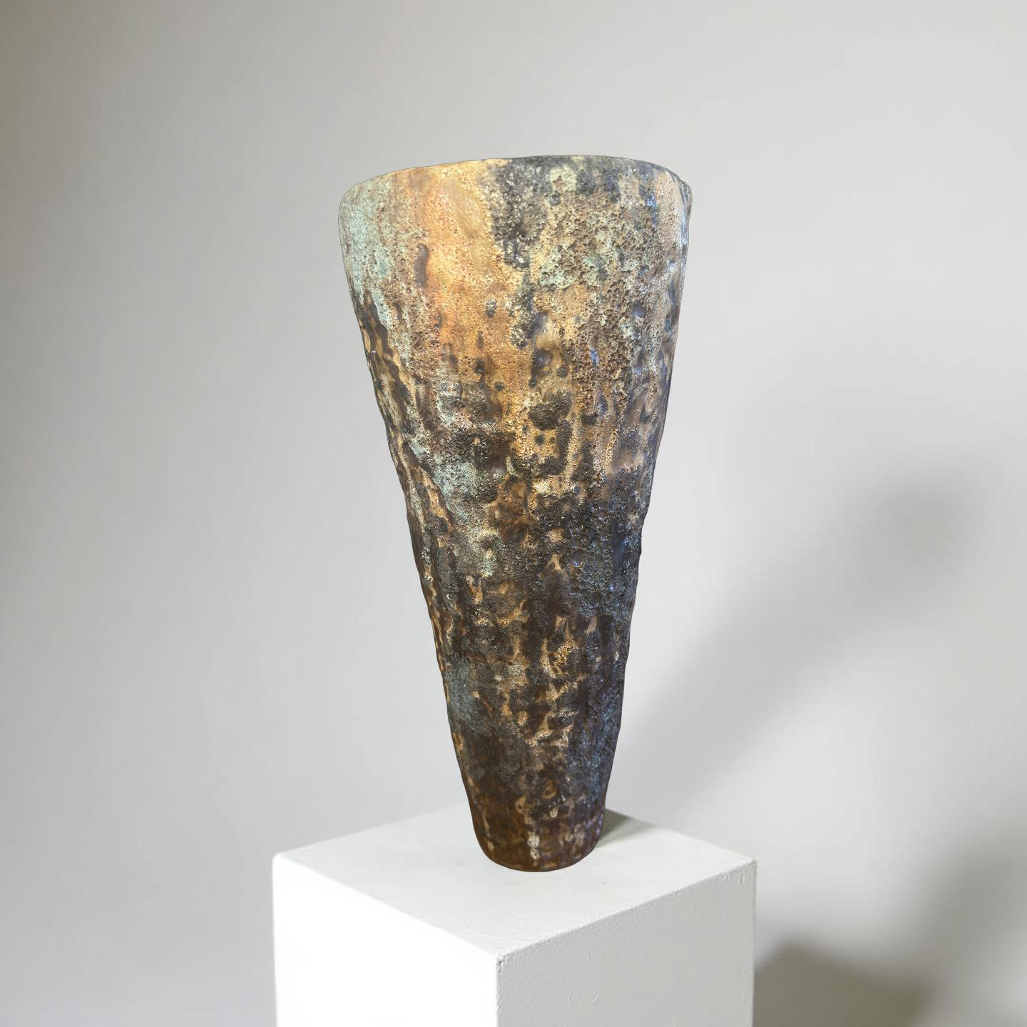 Volcanic Textured Ceramic Vase | Hand-built Sculptural Vessel | Earth-fired Surface, Organic Form, One-of-a-Kind Art Object