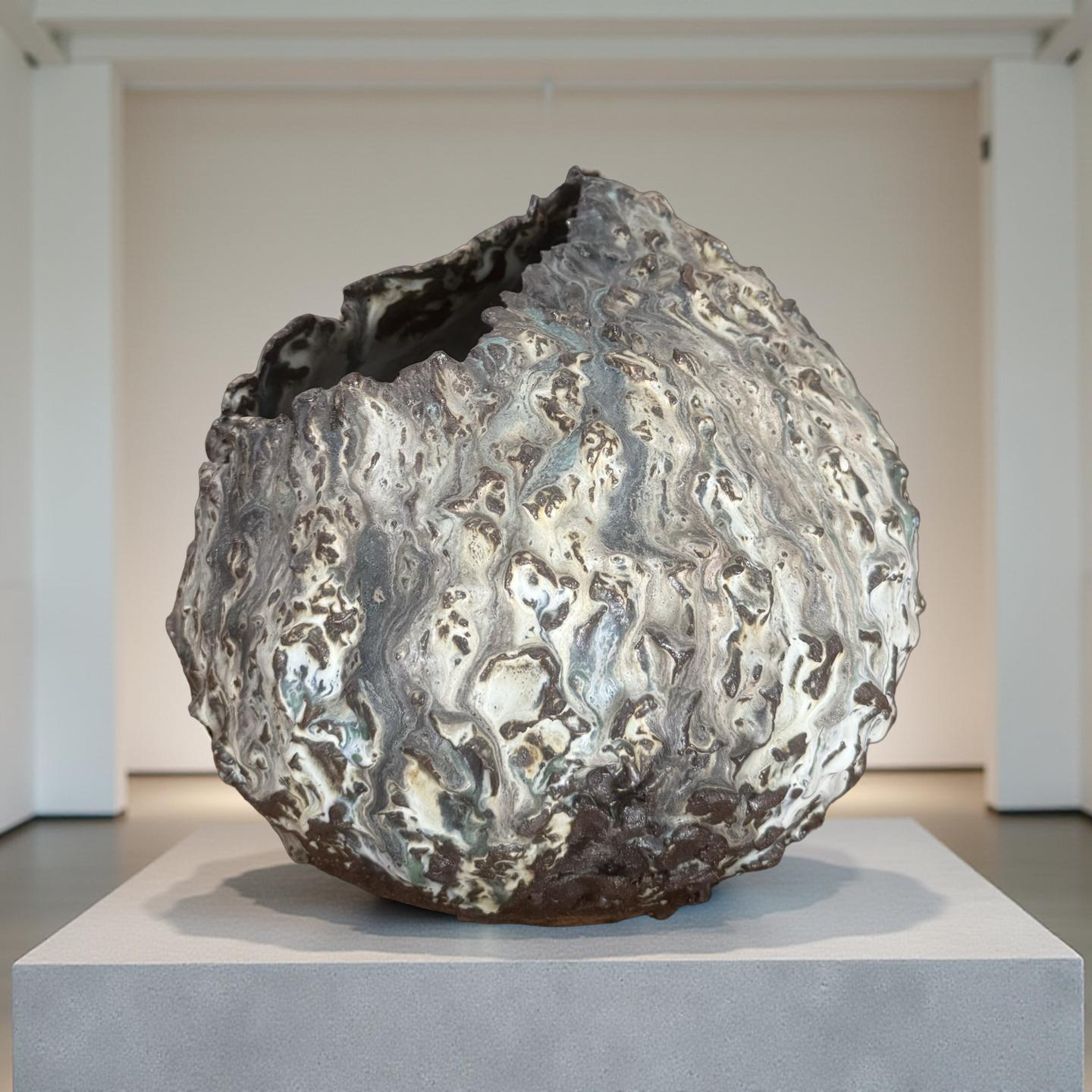 Volcanic Iridescent Sculpture Vessel