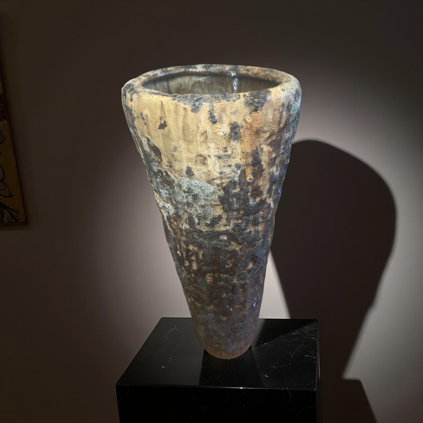 Volcanic Textured Ceramic Vase | Hand-built Sculptural Vessel | Earth-fired Surface, Organic Form, One-of-a-Kind Art Object