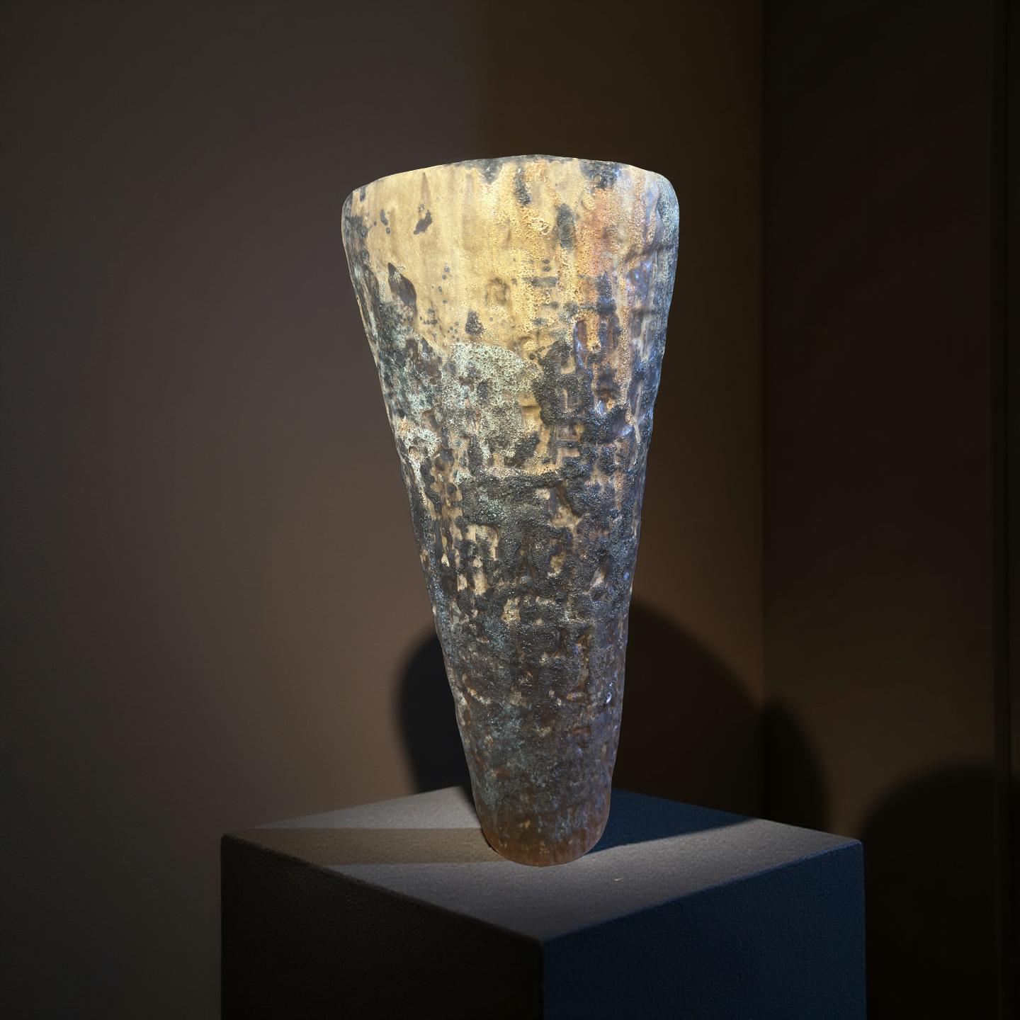 Volcanic Textured Ceramic Vase | Hand-built Sculptural Vessel | Earth-fired Surface, Organic Form, One-of-a-Kind Art Object