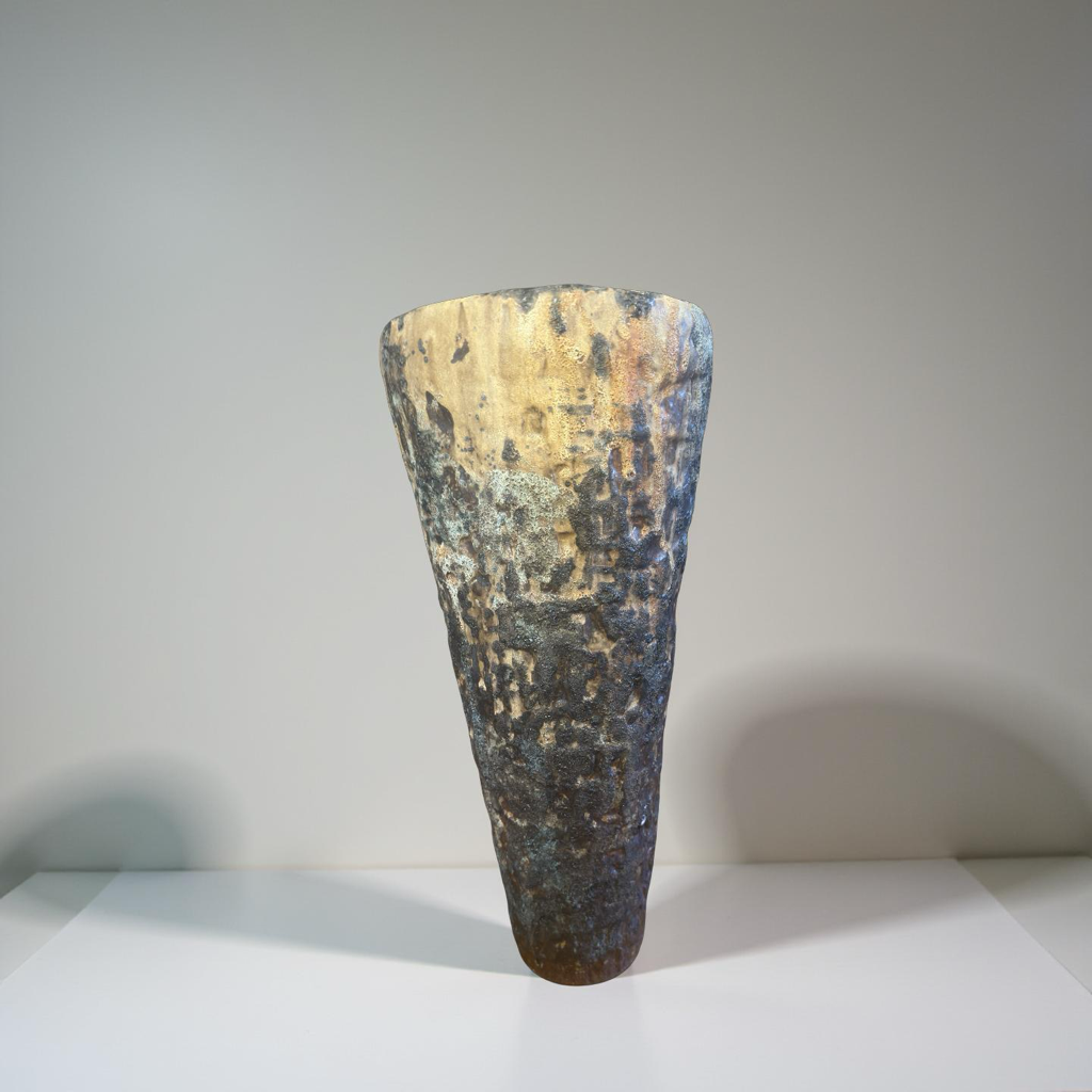 Volcanic Textured Ceramic Vase | Hand-built Sculptural Vessel | Earth-fired Surface, Organic Form, One-of-a-Kind Art Object