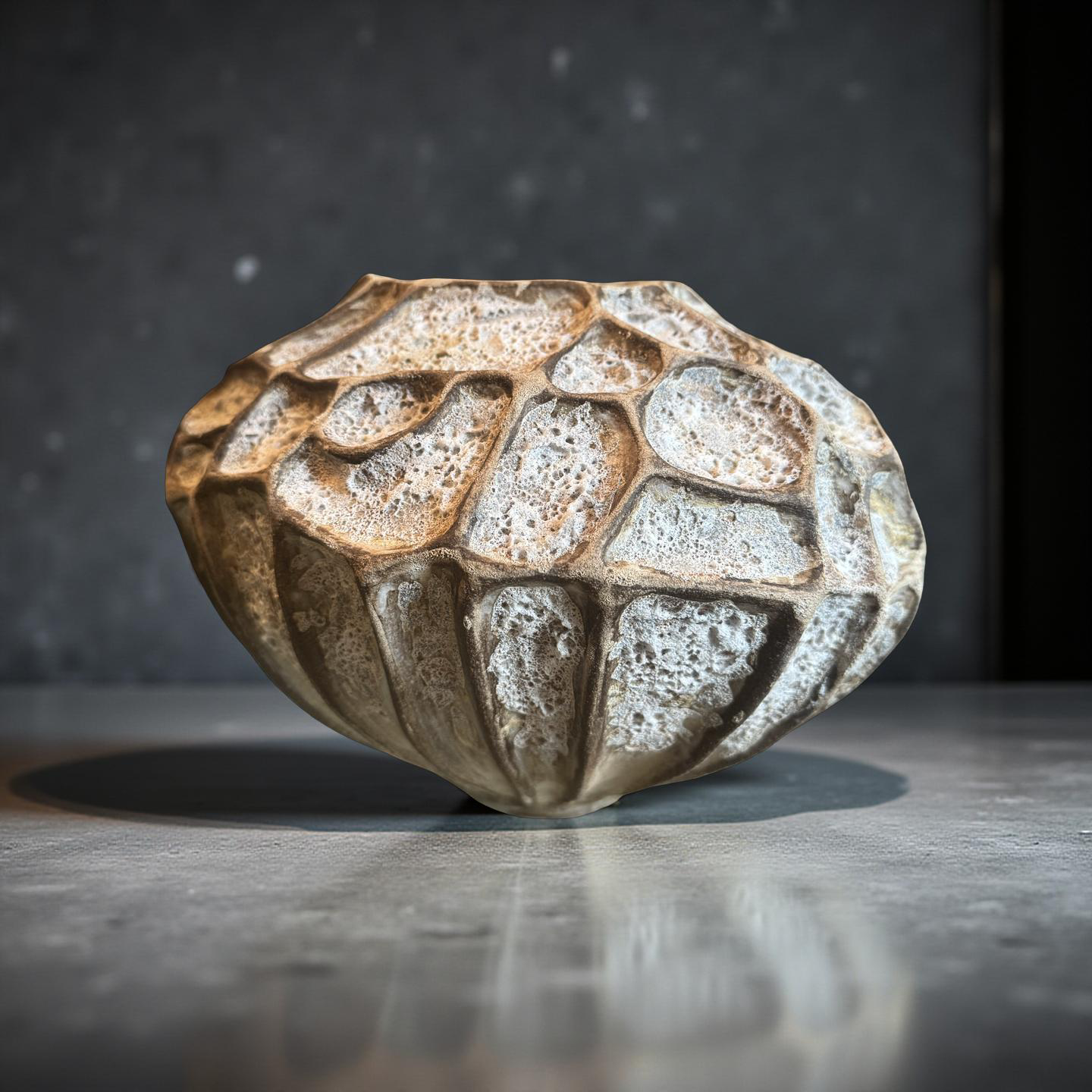 Organic Lava Stone-Textured Ceramic Vessel | Hand-Sculpted Art Pottery with Natural Earth Tones