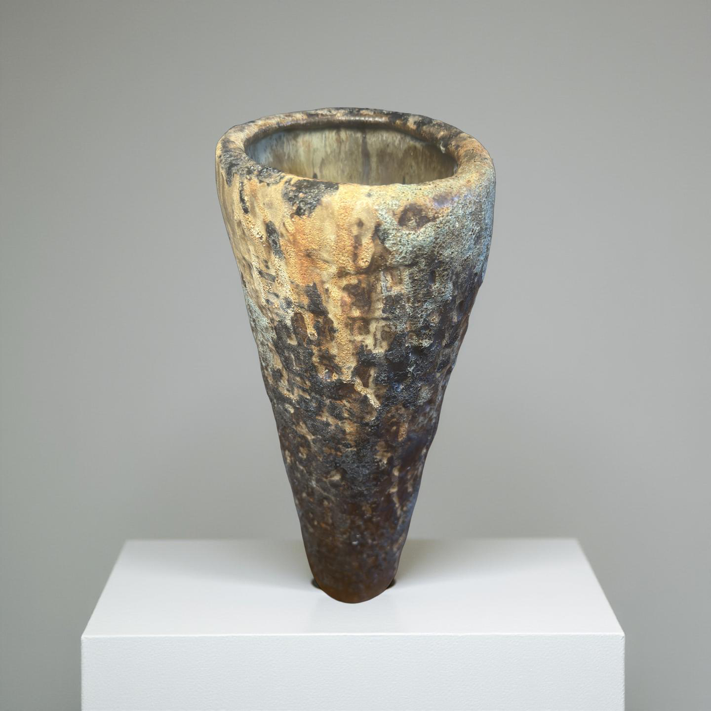 Volcanic Textured Ceramic Vase | Hand-built Sculptural Vessel | Earth-fired Surface, Organic Form, One-of-a-Kind Art Object