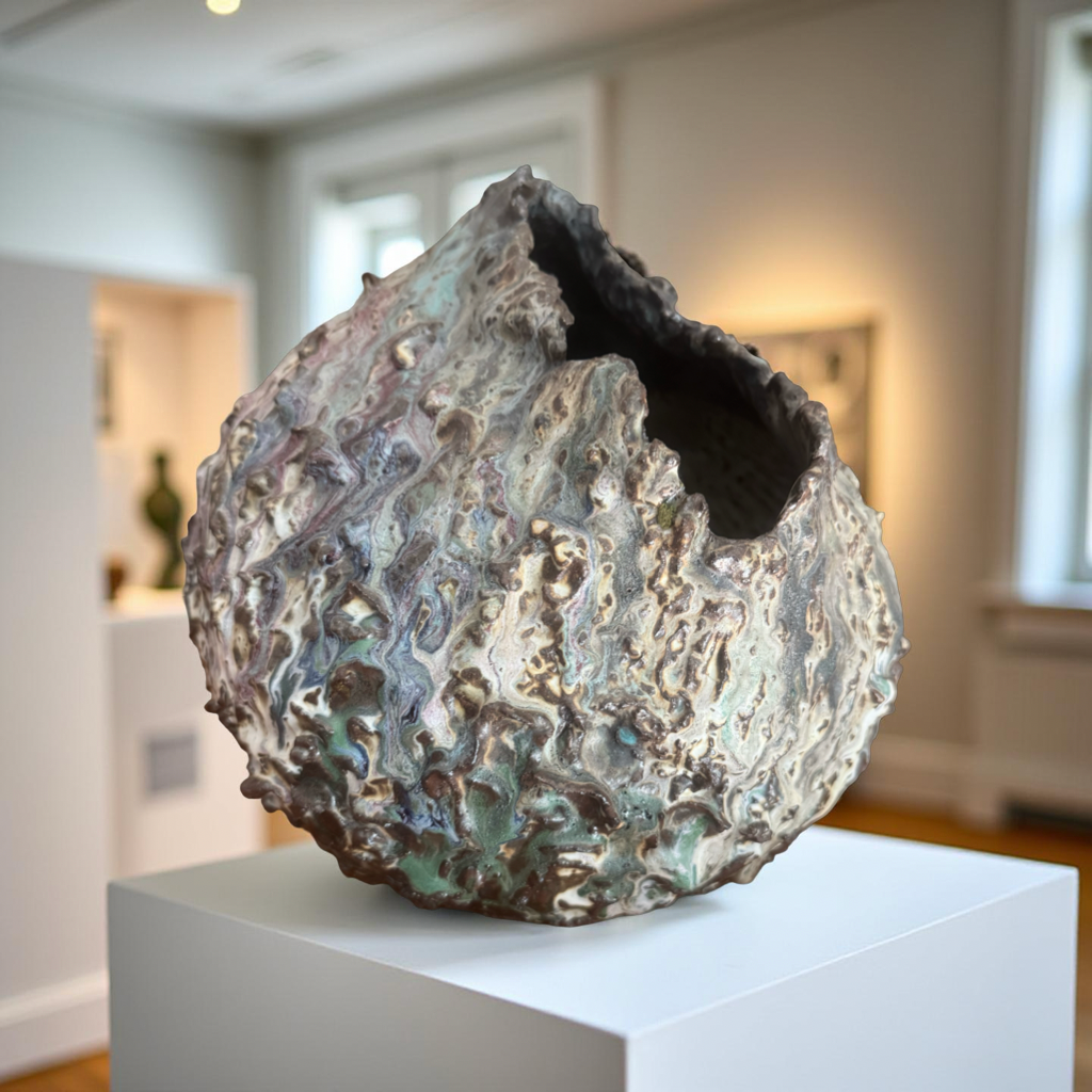Volcanic Iridescent Sculpture Vessel