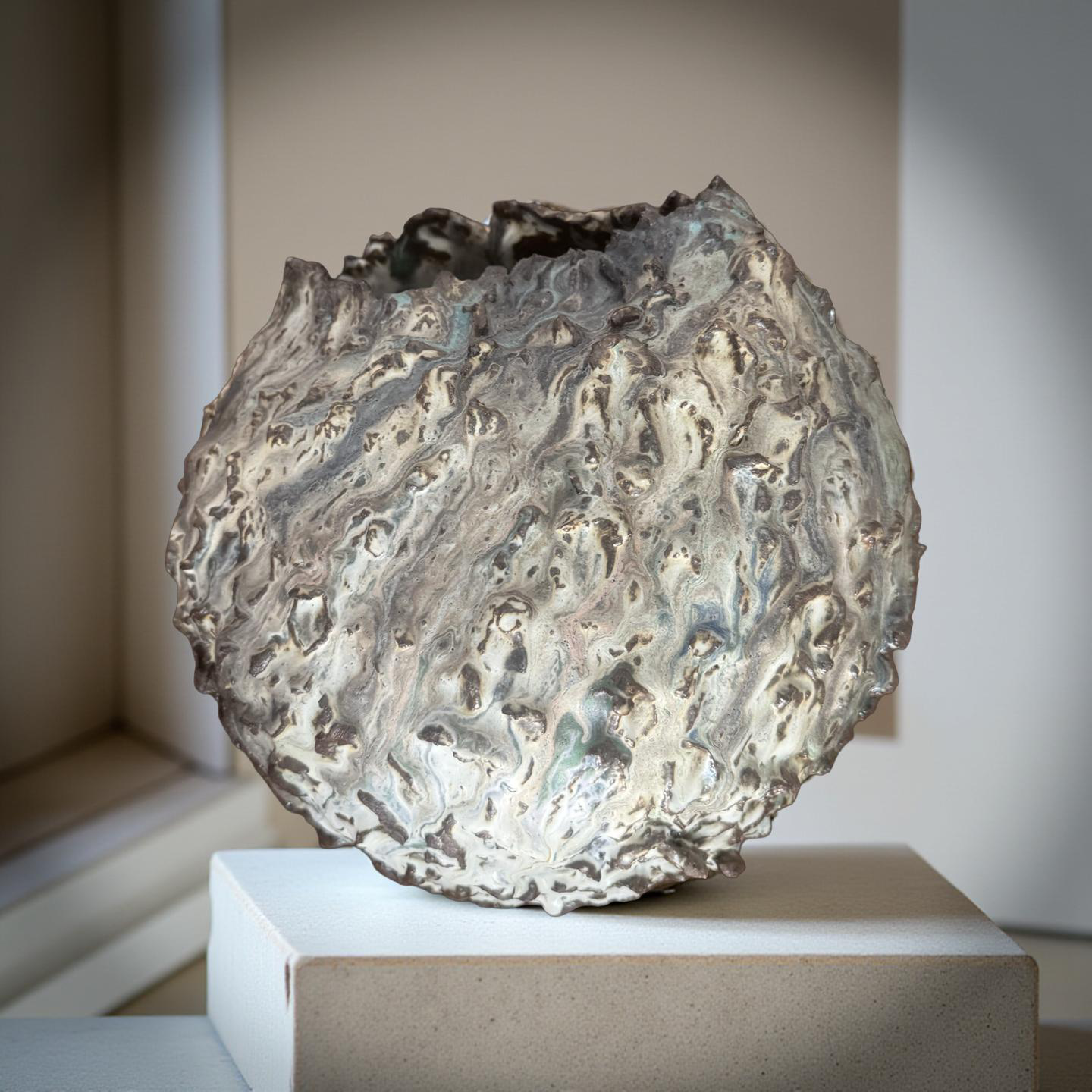 Volcanic Iridescent Sculpture Vessel