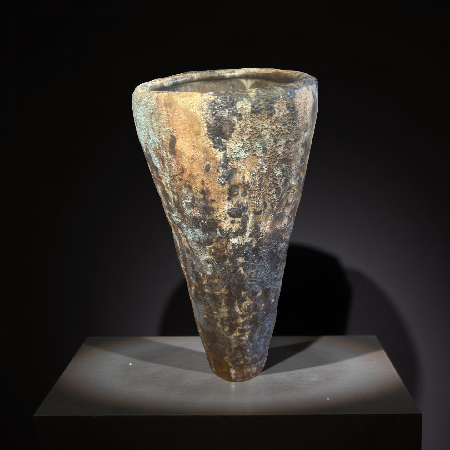 Volcanic Textured Ceramic Vase | Hand-built Sculptural Vessel | Earth-fired Surface, Organic Form, One-of-a-Kind Art Object