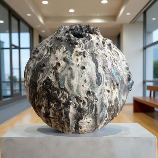 Celestial Core – Volcanic Textured Ceramic Sculpture