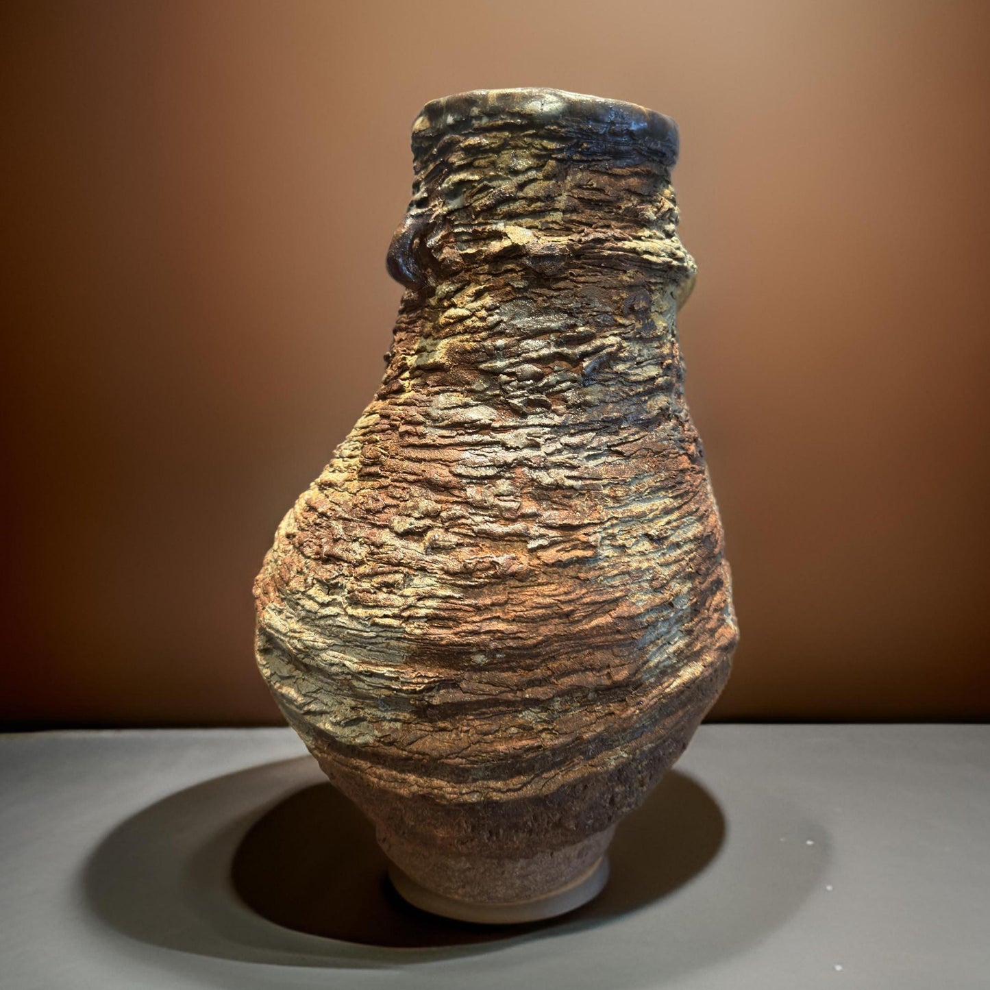 Handmade Ceramic Volcano Vase: Rustic Stone Art, Home Decor (8x14x12 inches)