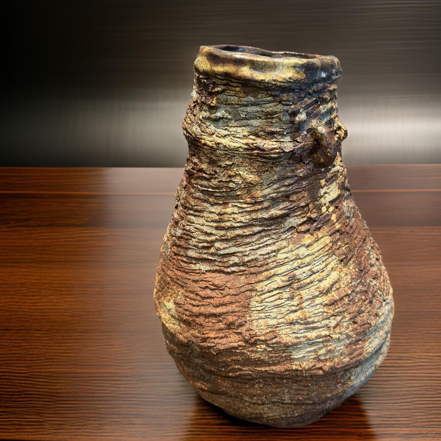 Handmade Ceramic Volcano Vase: Rustic Stone Art, Home Decor (8x14x12 inches)