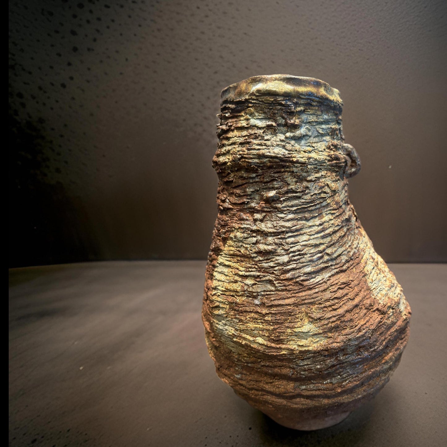 Handmade Ceramic Volcano Vase: Rustic Stone Art, Home Decor (8x14x12 inches)
