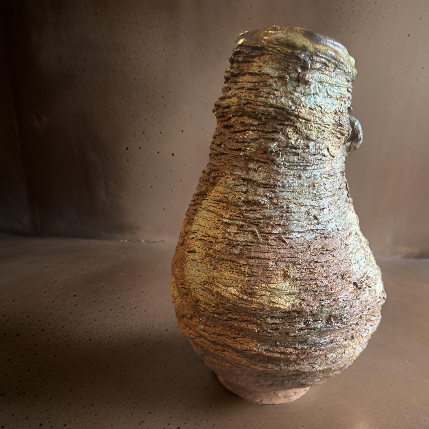 Handmade Ceramic Volcano Vase: Rustic Stone Art, Home Decor (8x14x12 inches)