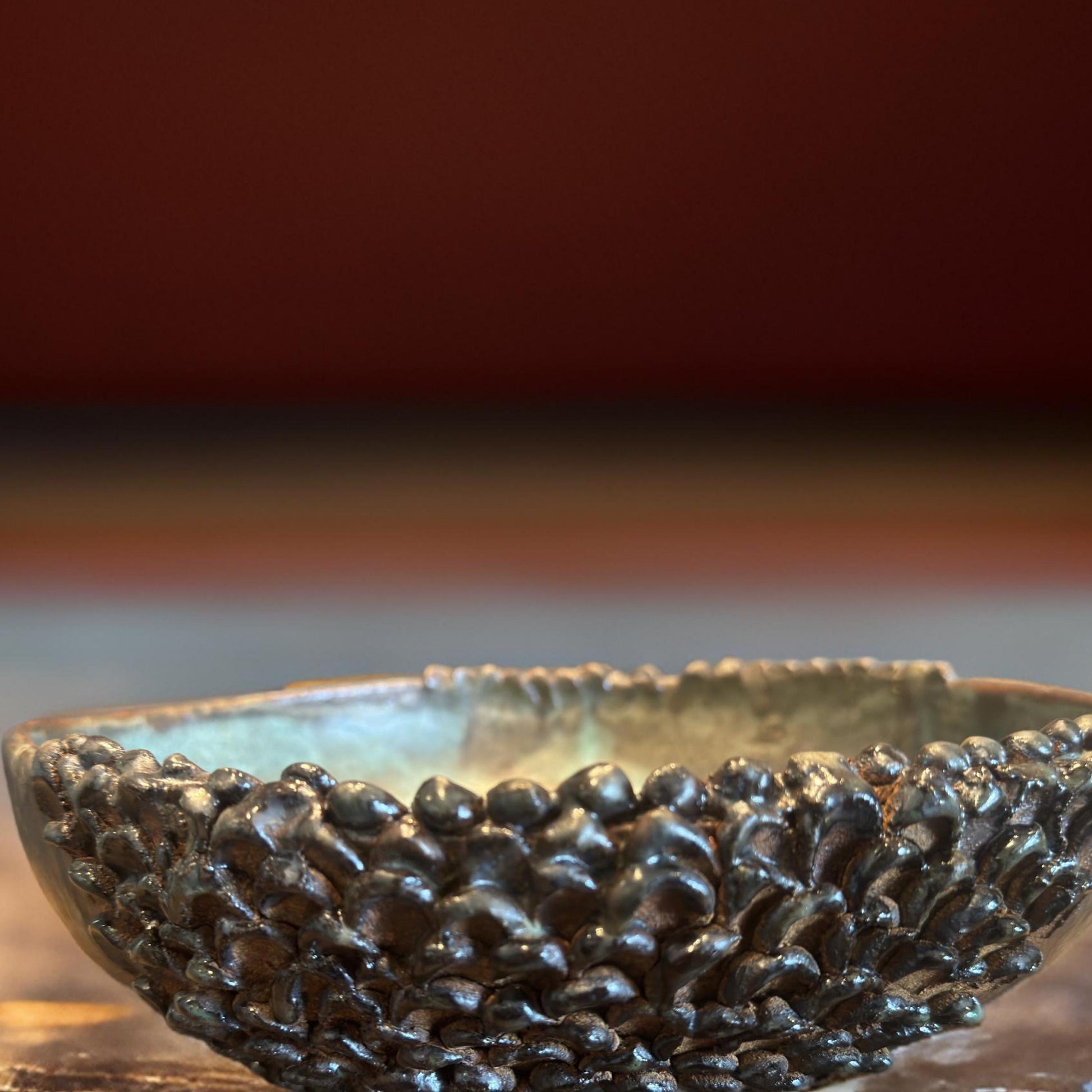 Handmade Ceramic Ikebana Vase: Turquoise Brown Rustic Home Decor