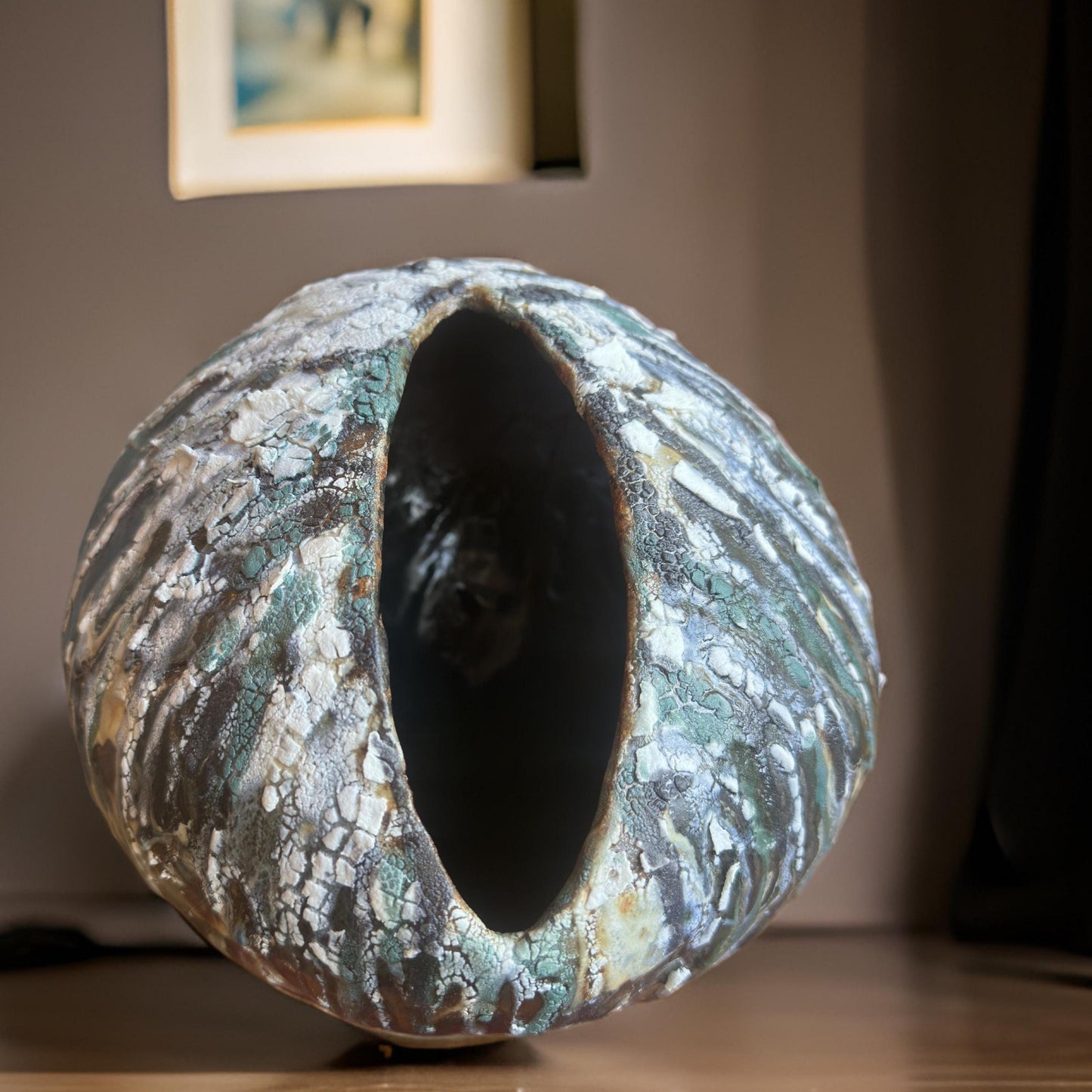Handmade Ceramic Art Vase – Organic Cracked Glaze, Sculptural Pottery in Earth Tones