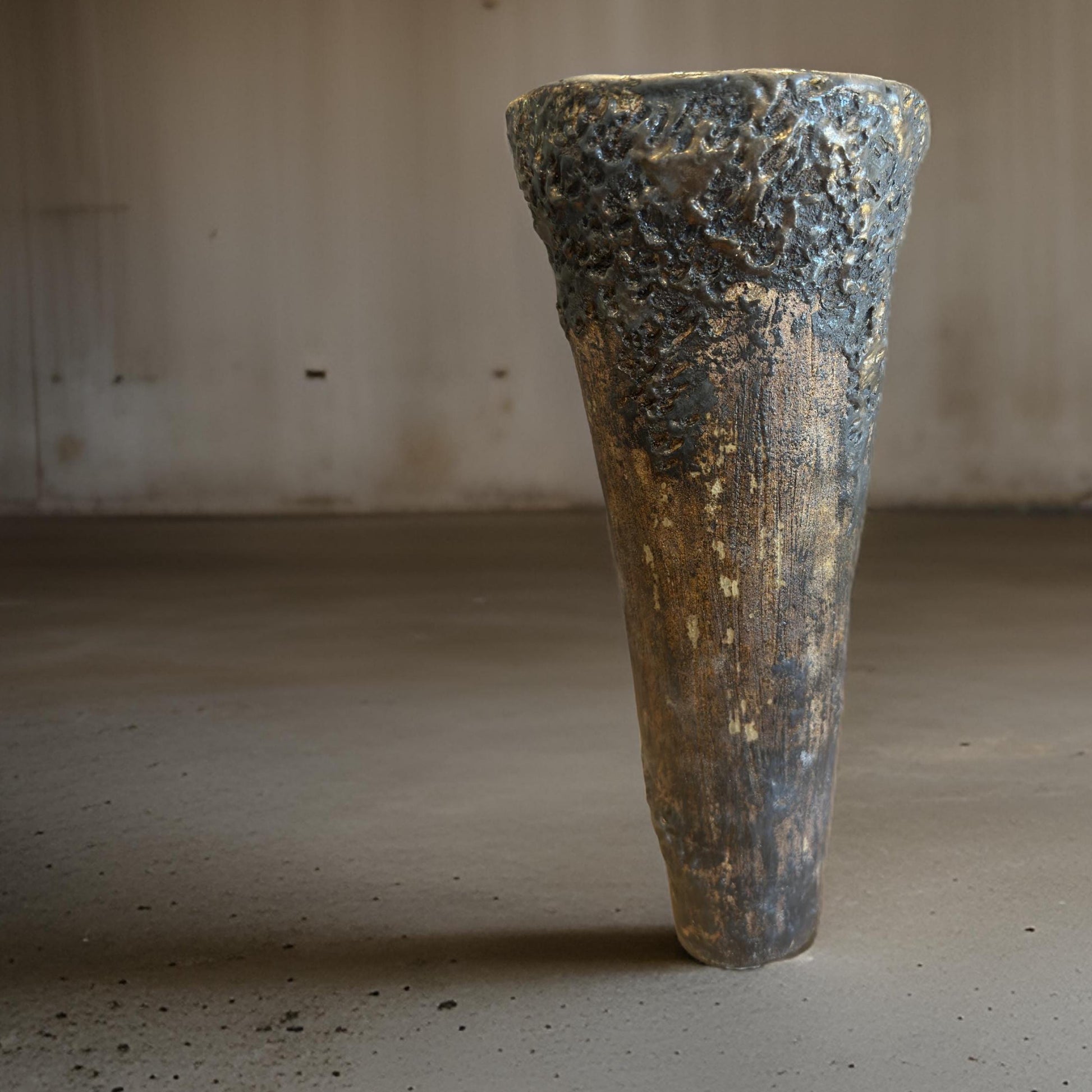 Handmade Ceramic Vase: Rustic Metal Brown Textured Home Decor