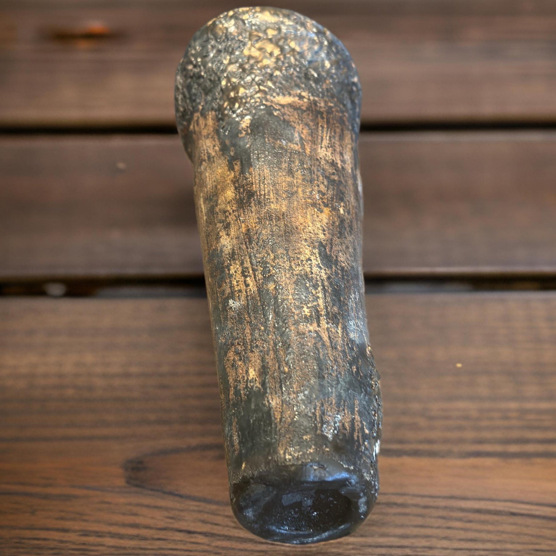 Handmade Ceramic Vase: Rustic Metal Brown Textured Home Decor
