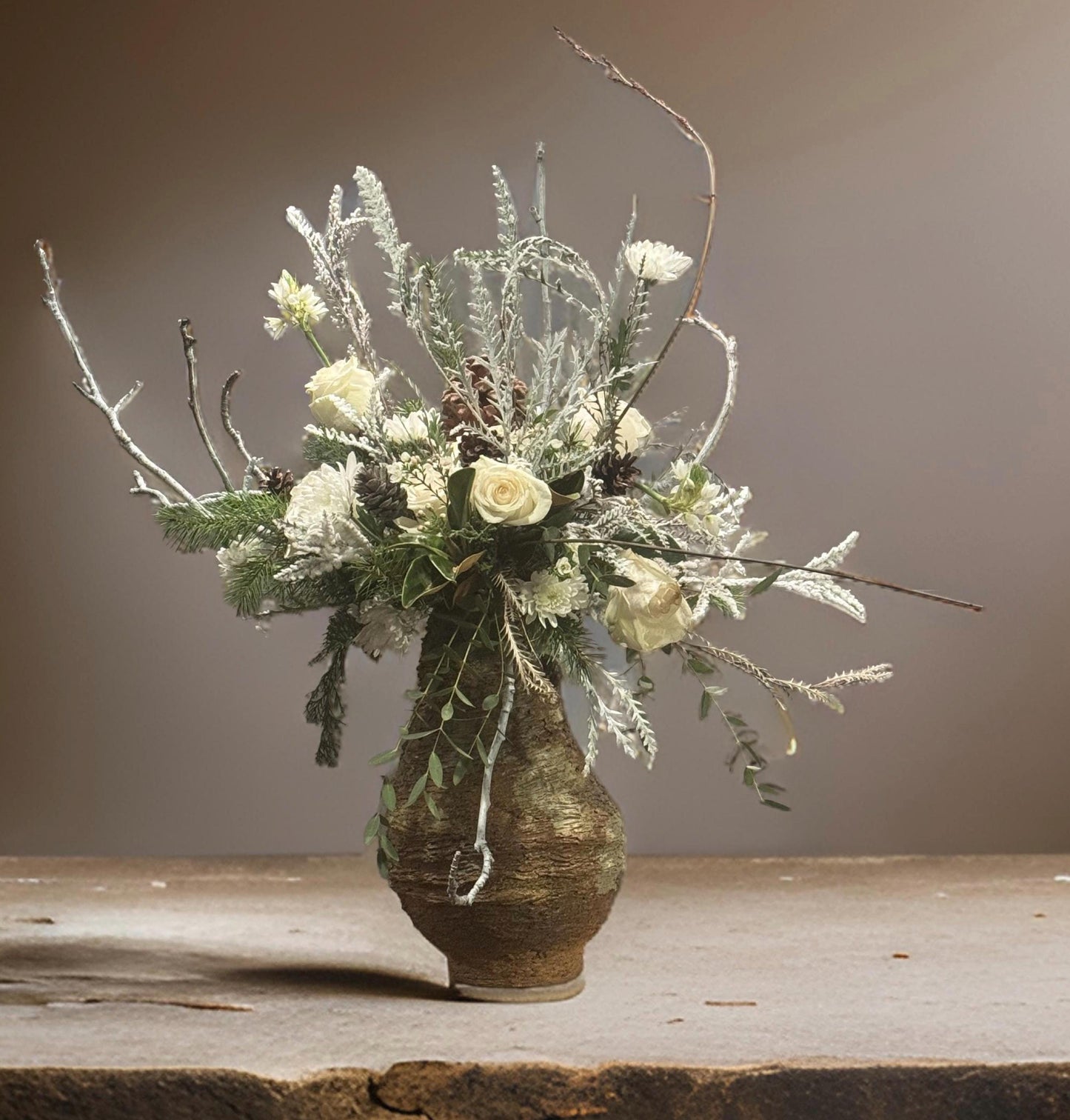 Handmade Ceramic Volcano Vase: Rustic Stone Art, Home Decor (8x14x12 inches)