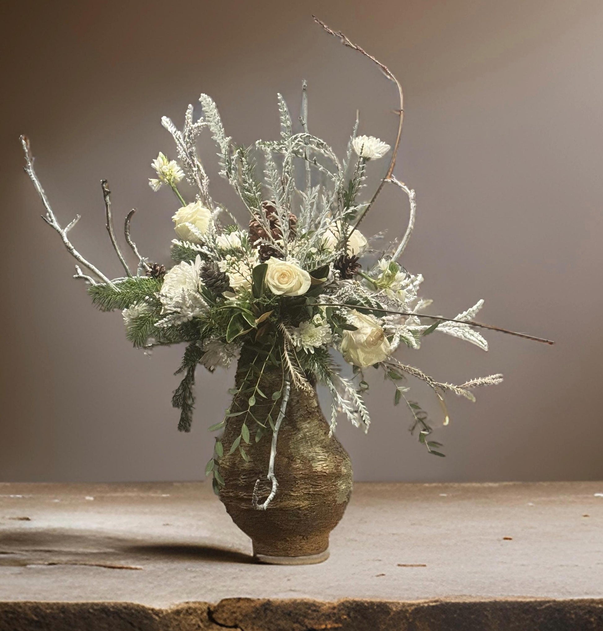 Handmade Ceramic Volcano Vase: Rustic Stone Art, Home Decor (8x14x12 inches)