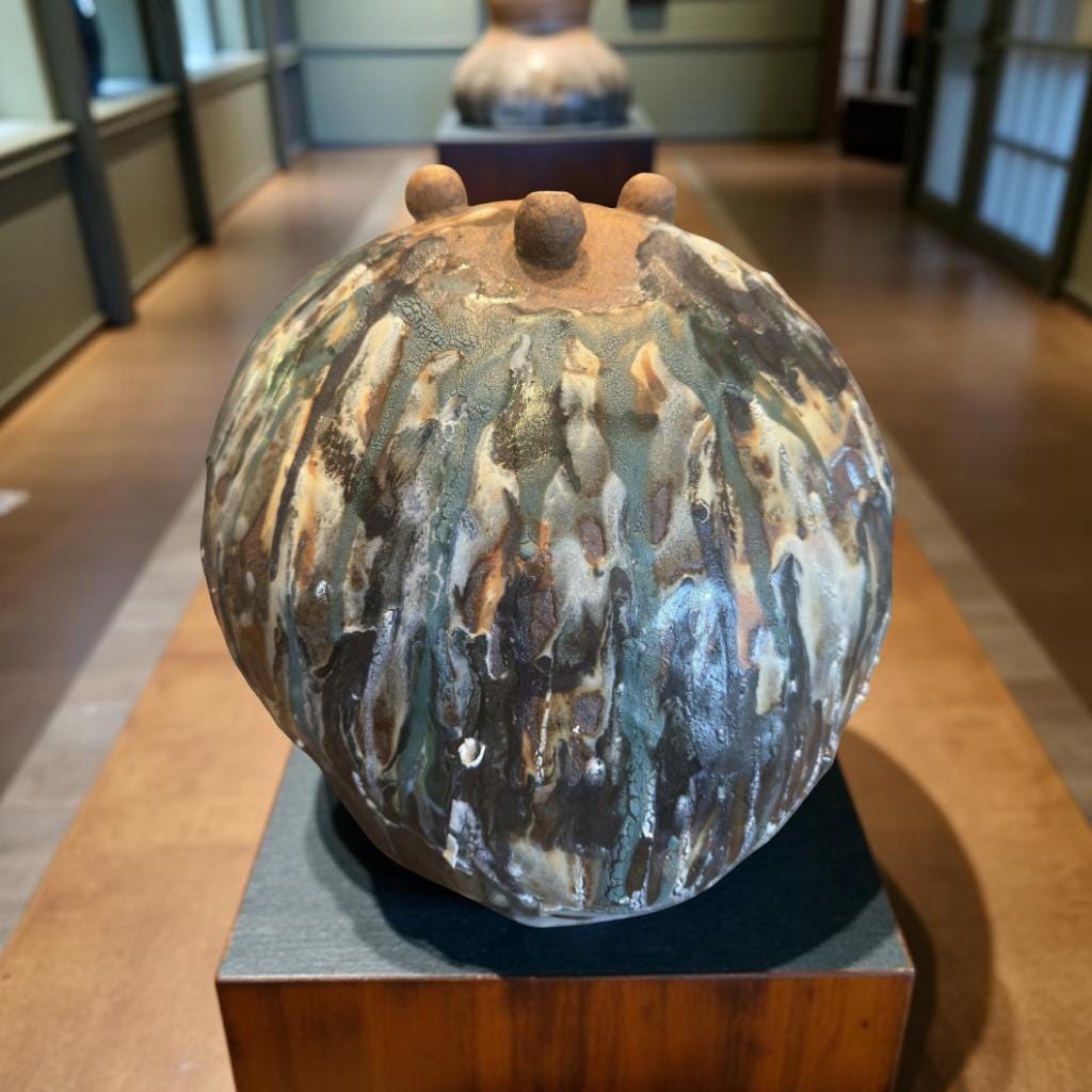 Handmade Ceramic Art Vase – Organic Cracked Glaze, Sculptural Pottery in Earth Tones