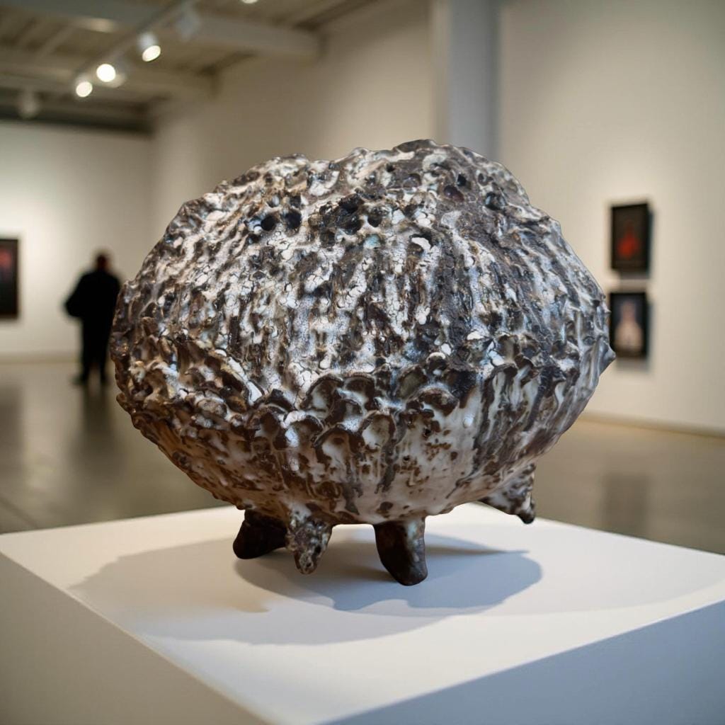 Created Ceramic Vessel with Volcanic Texture – Handbuilt Stoneware Artuilt Art Ceramic