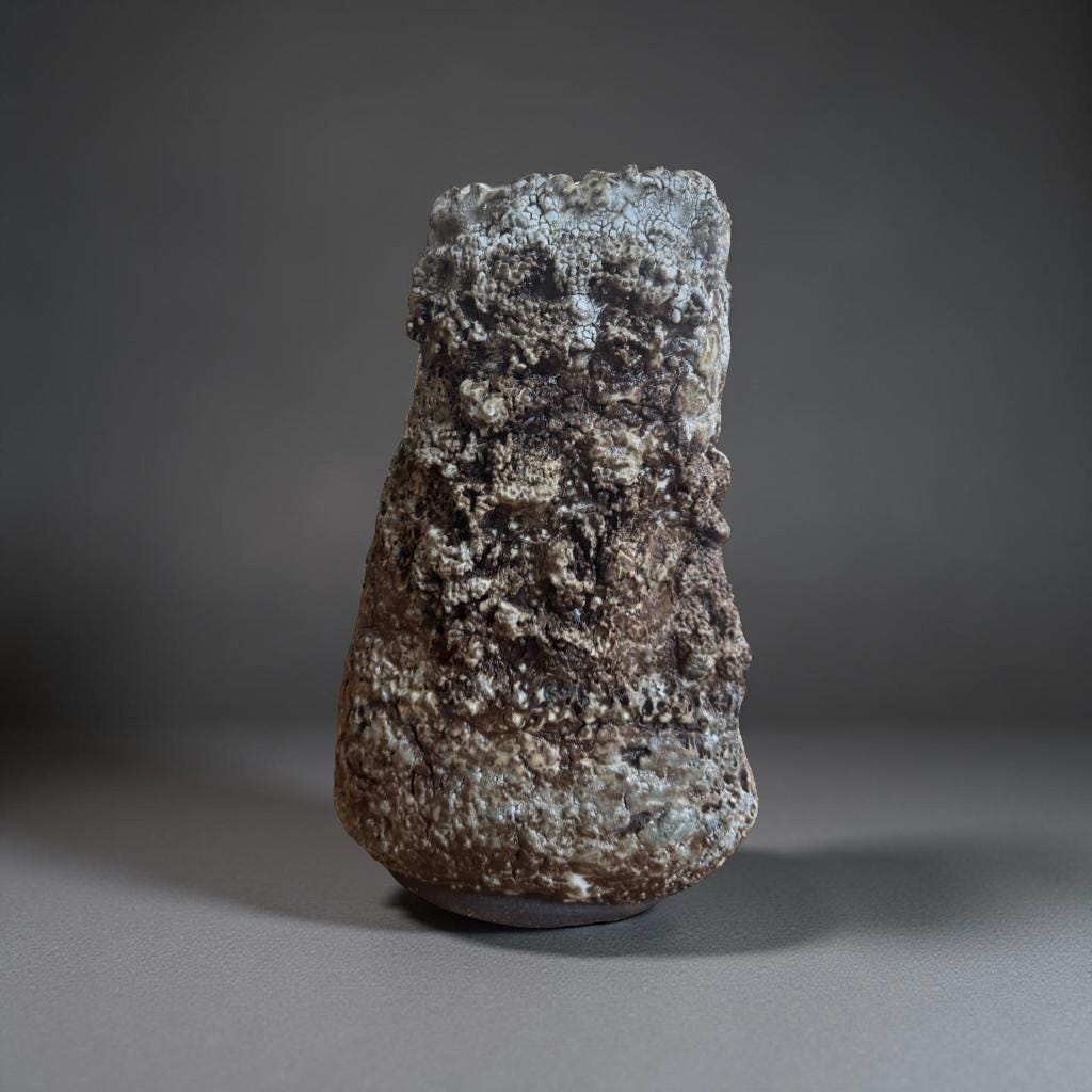 Handmade Ceramic Vase: Rustic Textured Home Decor (8.5x13x12 inches)