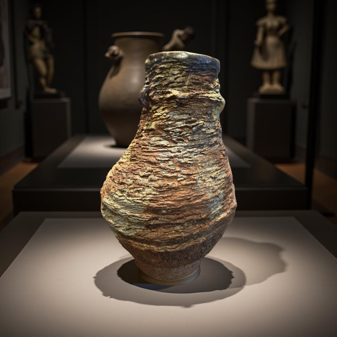Handmade Ceramic Volcano Vase: Rustic Stone Art, Home Decor (8x14x12 inches)