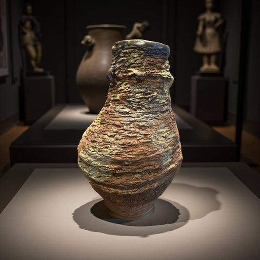 Handmade Ceramic Volcano Vase: Rustic Stone Art, Home Decor (8x14x12 inches)