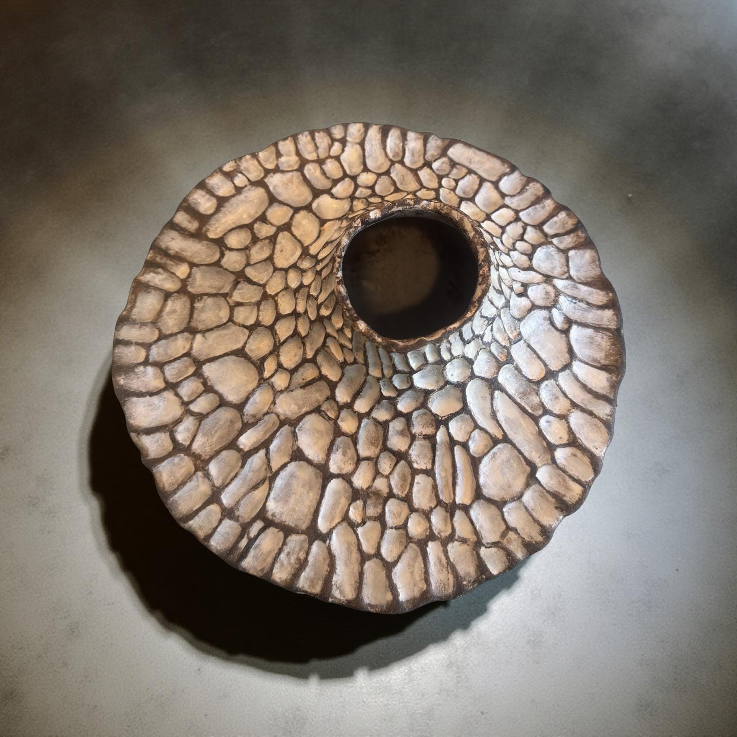 Sculptural Ceramic Vessel with Textured Top – Handcrafted Earth-Toned Art Piece