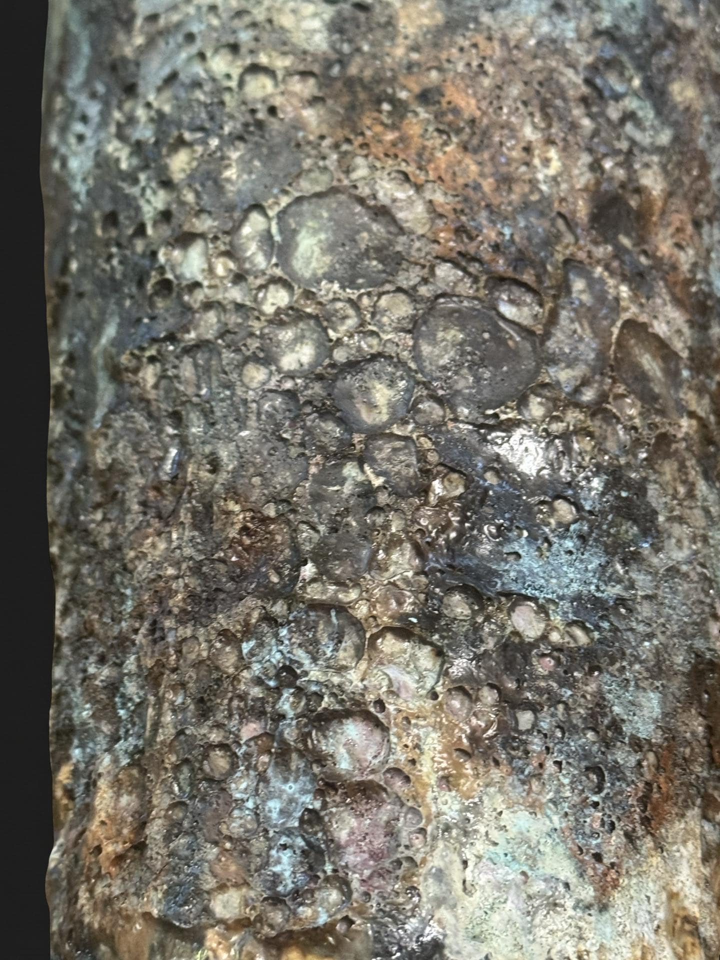 Hand-Built Art Ceramic Vase: Turquoise Brown Green Rustic Texture