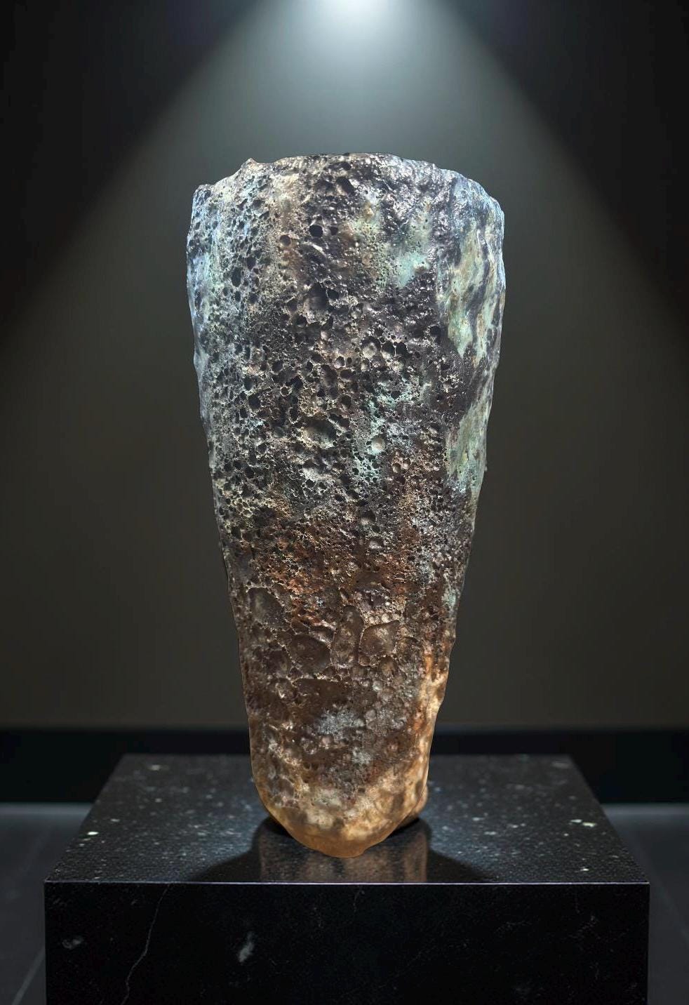 Hand-Built Art Ceramic Vase: Turquoise Brown Green Rustic Texture
