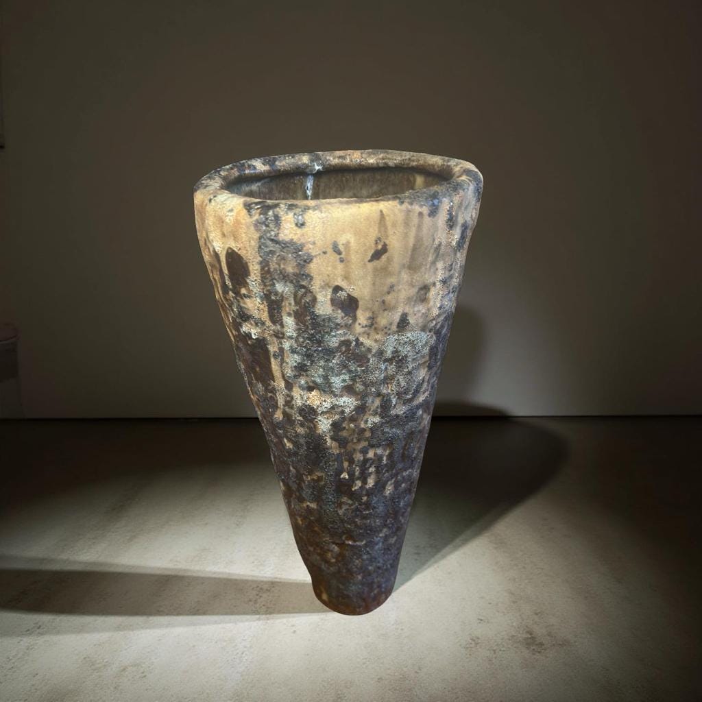 Volcanic Textured Ceramic Vase | Hand-built Sculptural Vessel | Earth-fired Surface, Organic Form, One-of-a-Kind Art Object