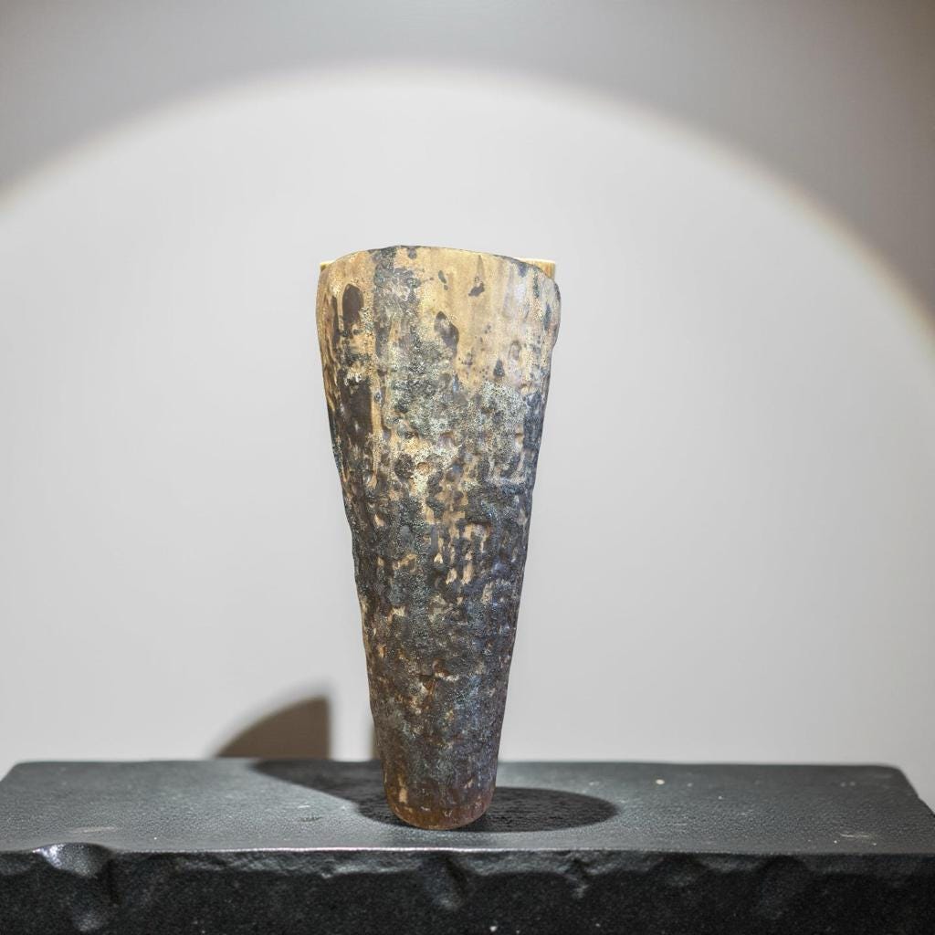 Volcanic Textured Ceramic Vase | Hand-built Sculptural Vessel | Earth-fired Surface, Organic Form, One-of-a-Kind Art Object