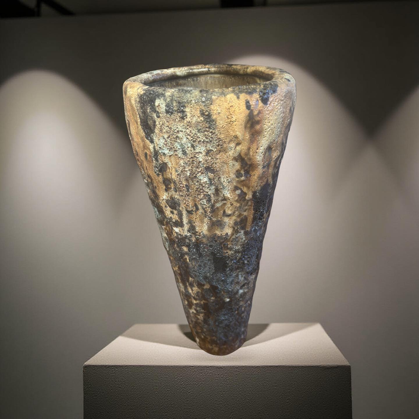Volcanic Textured Ceramic Vase | Hand-built Sculptural Vessel | Earth-fired Surface, Organic Form, One-of-a-Kind Art Object