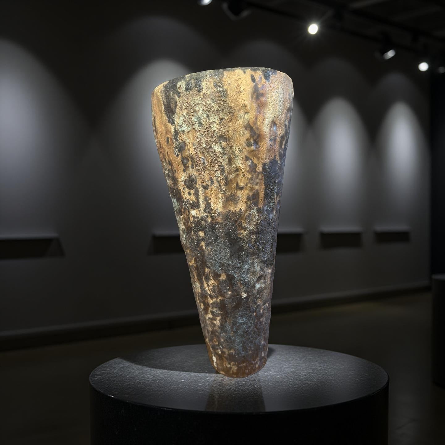 Volcanic Textured Ceramic Vase | Hand-built Sculptural Vessel | Earth-fired Surface, Organic Form, One-of-a-Kind Art Object
