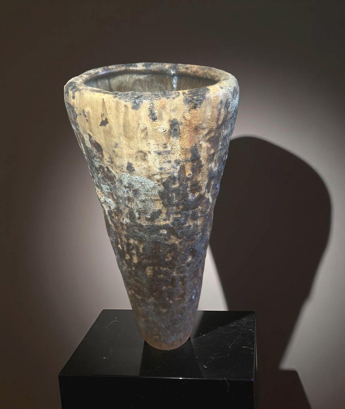 Volcanic Textured Ceramic Vase | Hand-built Sculptural Vessel | Earth-fired Surface, Organic Form, One-of-a-Kind Art Object