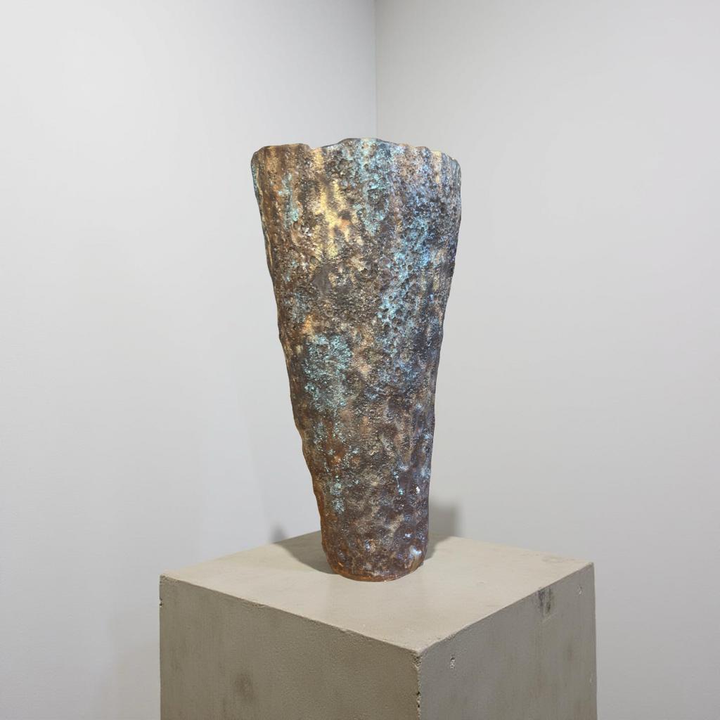 Volcanic Textured Ceramic Vase | Hand-built Sculptural Vessel | Earth-fired Surface, Organic Form, One-of-a-Kind Art Object