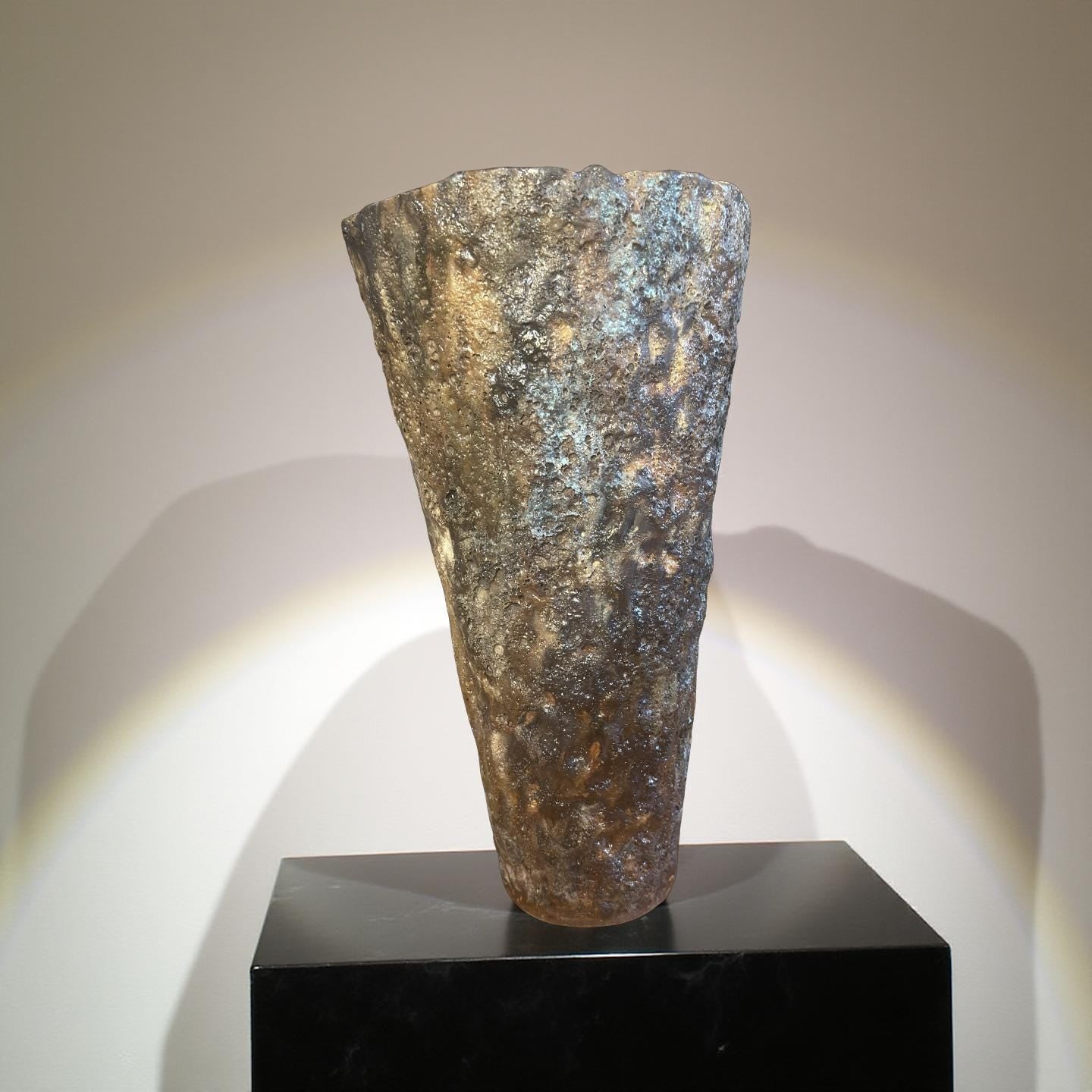 Volcanic Textured Ceramic Vase | Hand-built Sculptural Vessel | Earth-fired Surface, Organic Form, One-of-a-Kind Art Object