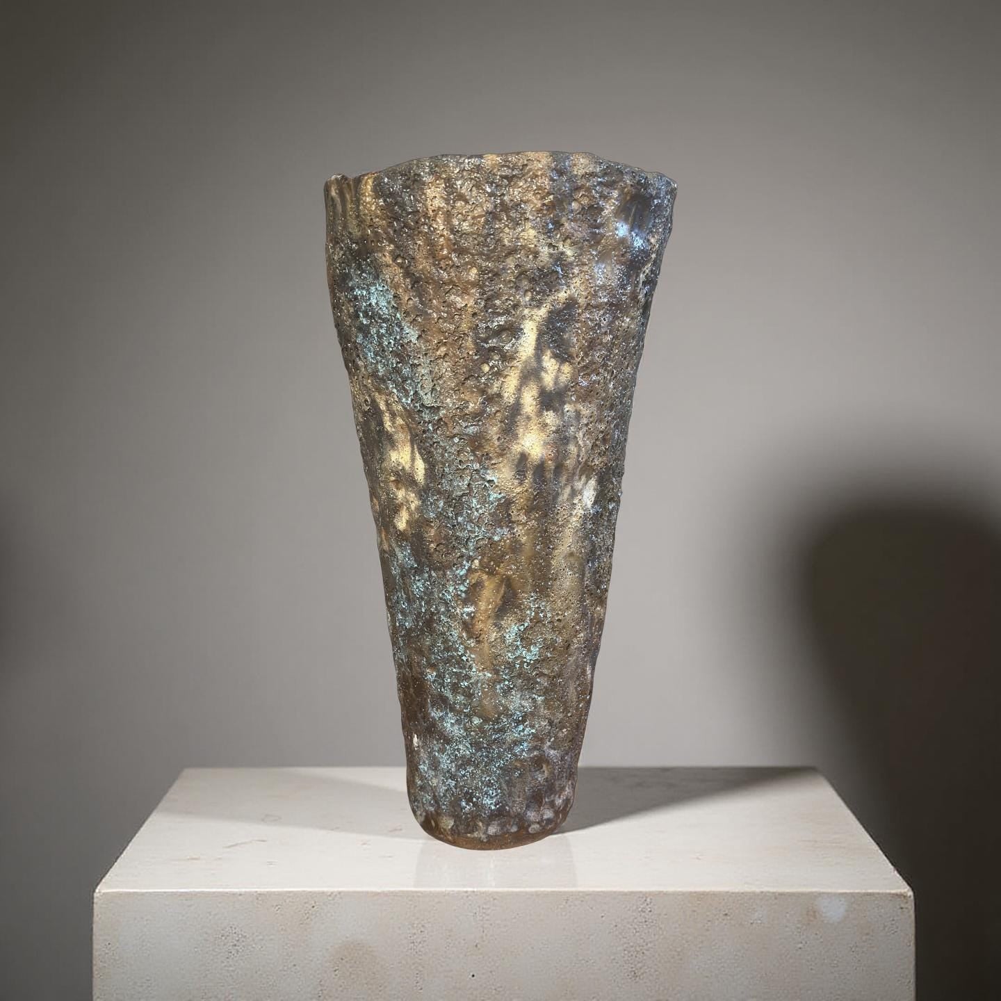 Volcanic Textured Ceramic Vase | Hand-built Sculptural Vessel | Earth-fired Surface, Organic Form, One-of-a-Kind Art Object